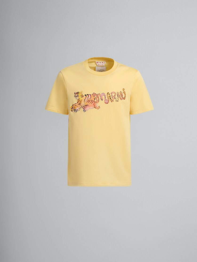 T-shirt regular fit in cotone biologico giallo con stampa - T-shirt - Image 2