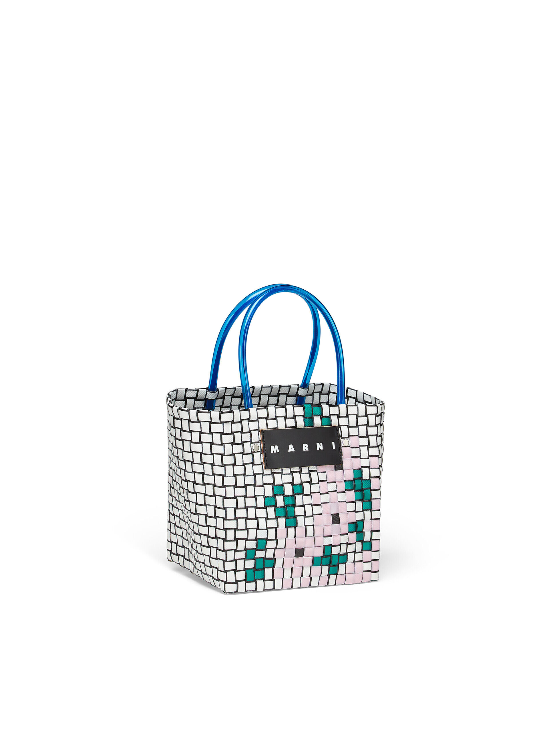 MARNI MARKET MINI FLOWER BASKET shopping bag in white