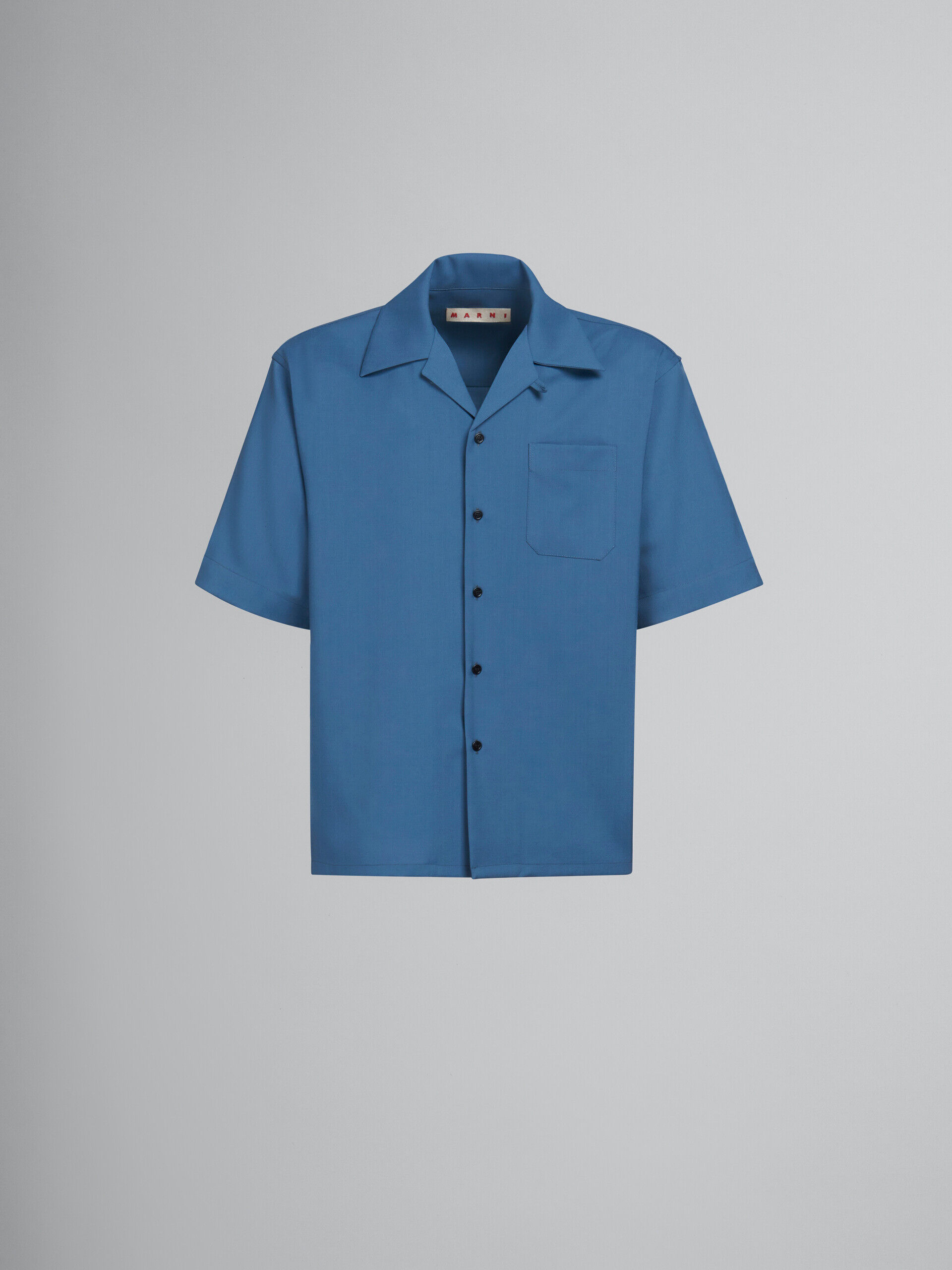 Blue tropical wool bowling shirt | Marni