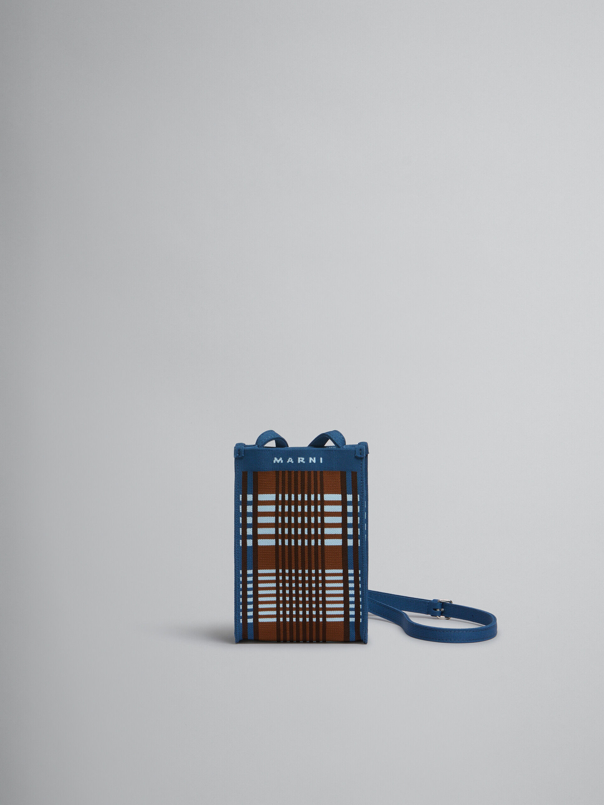 ブルー ブラウン チェックジャカード製 ミニショルダーバッグ | Marni