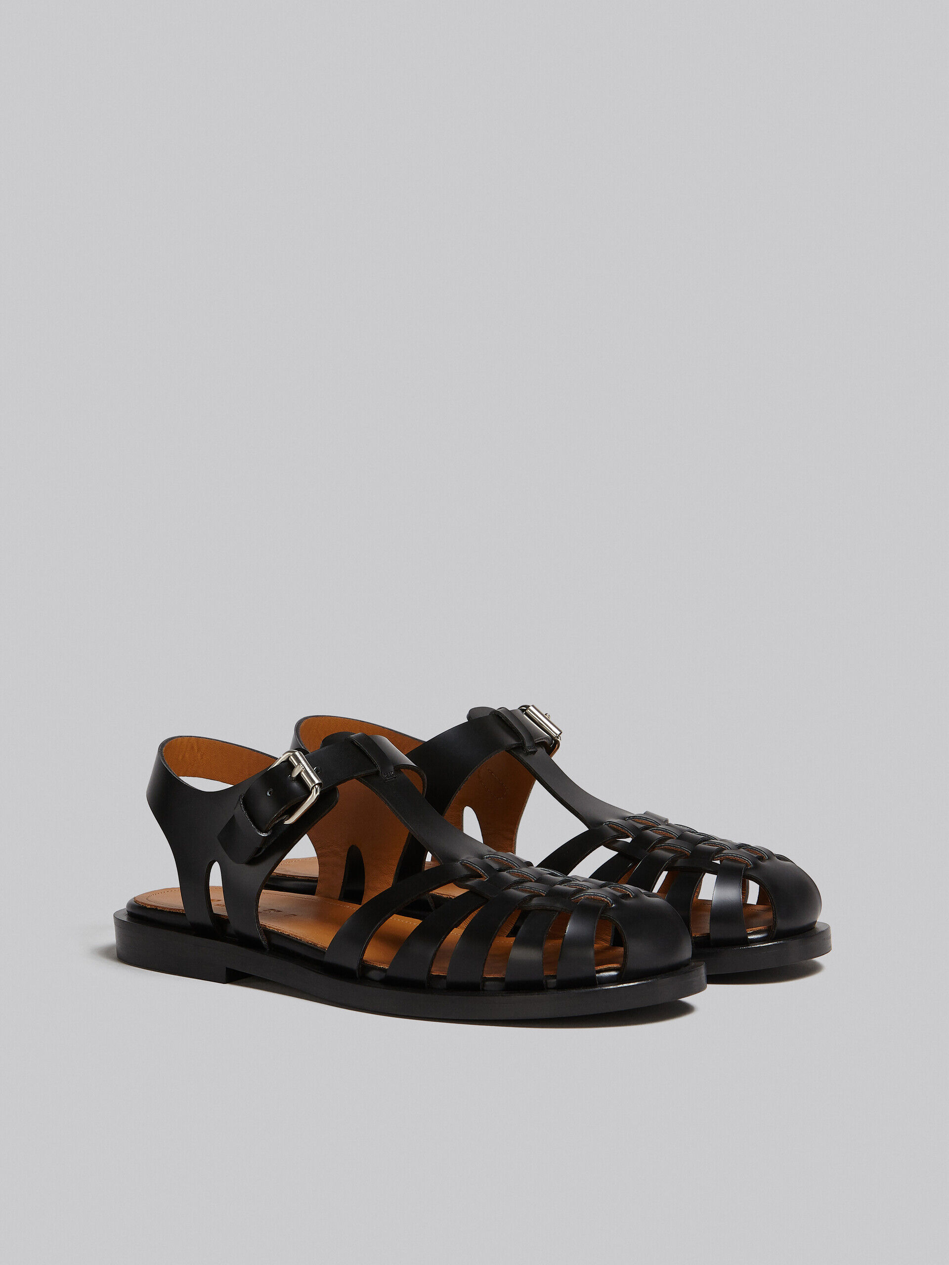 Black leather fisherman's sandal | Marni