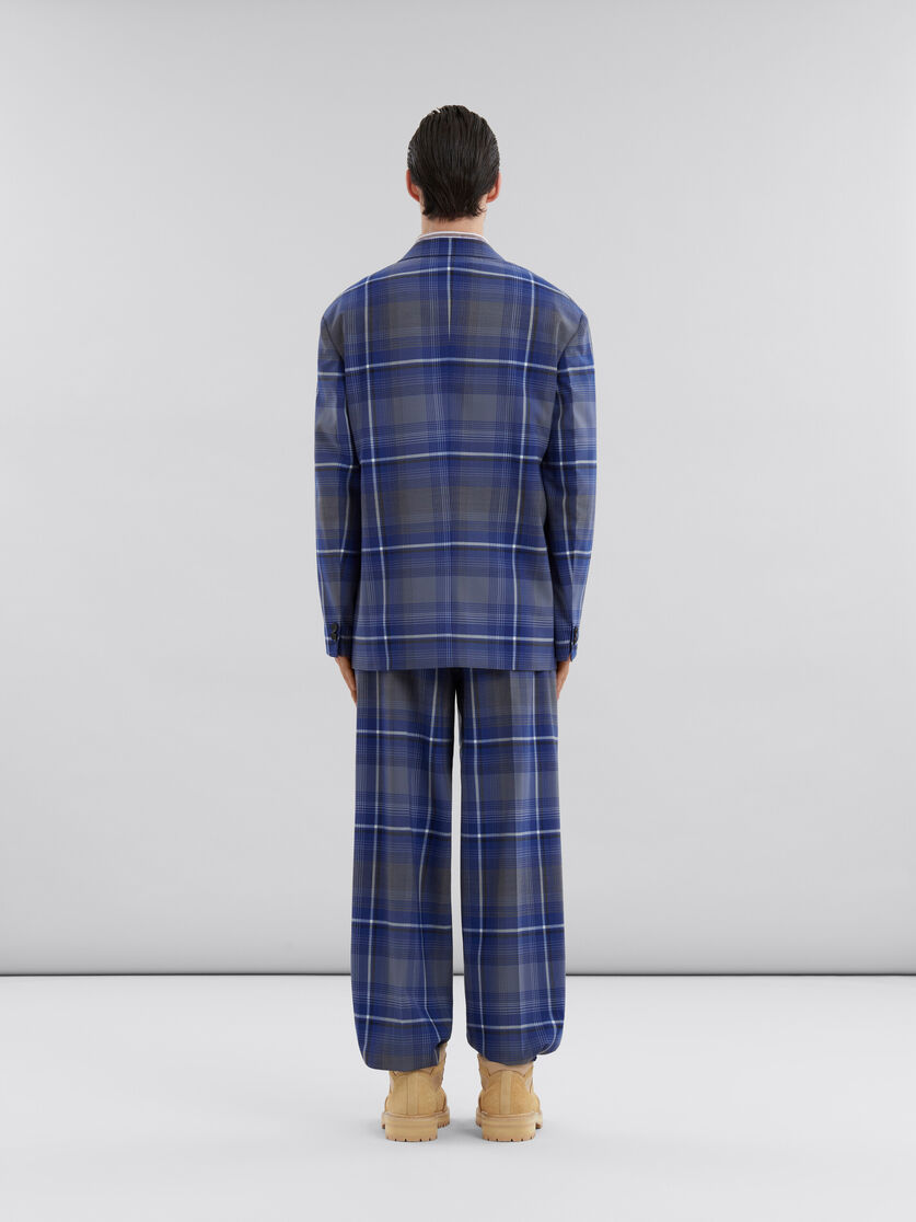 Blazer in lana a quadri blu con rammendo Marni - Giacche - Image 3