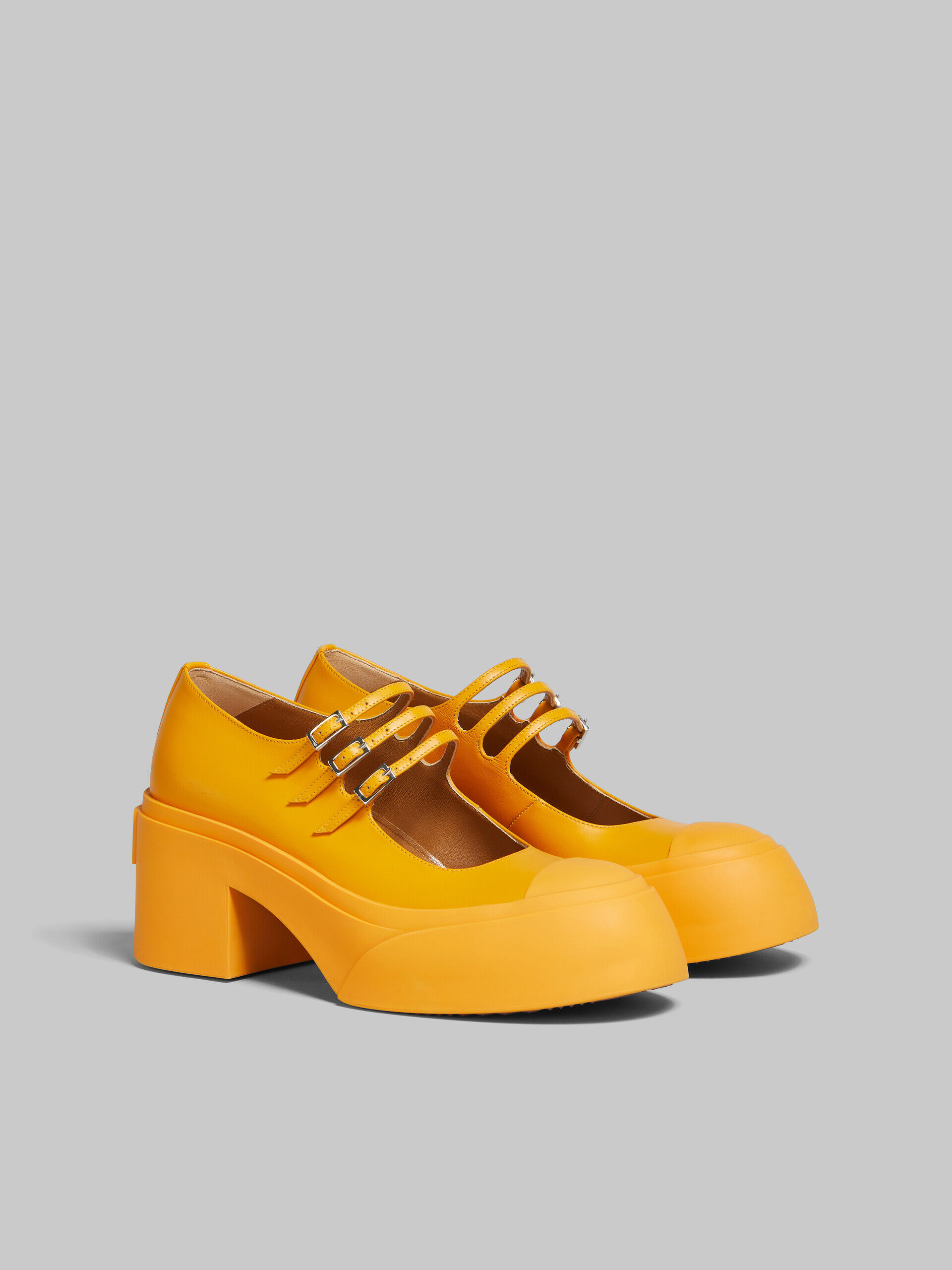 Orange leather Pablo triple-buckle Mary Jane shoe | Marni