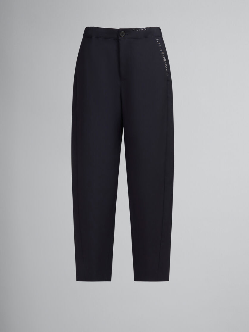 Deep blue tropical wool trousers with Marni mending - Pants - Image 1