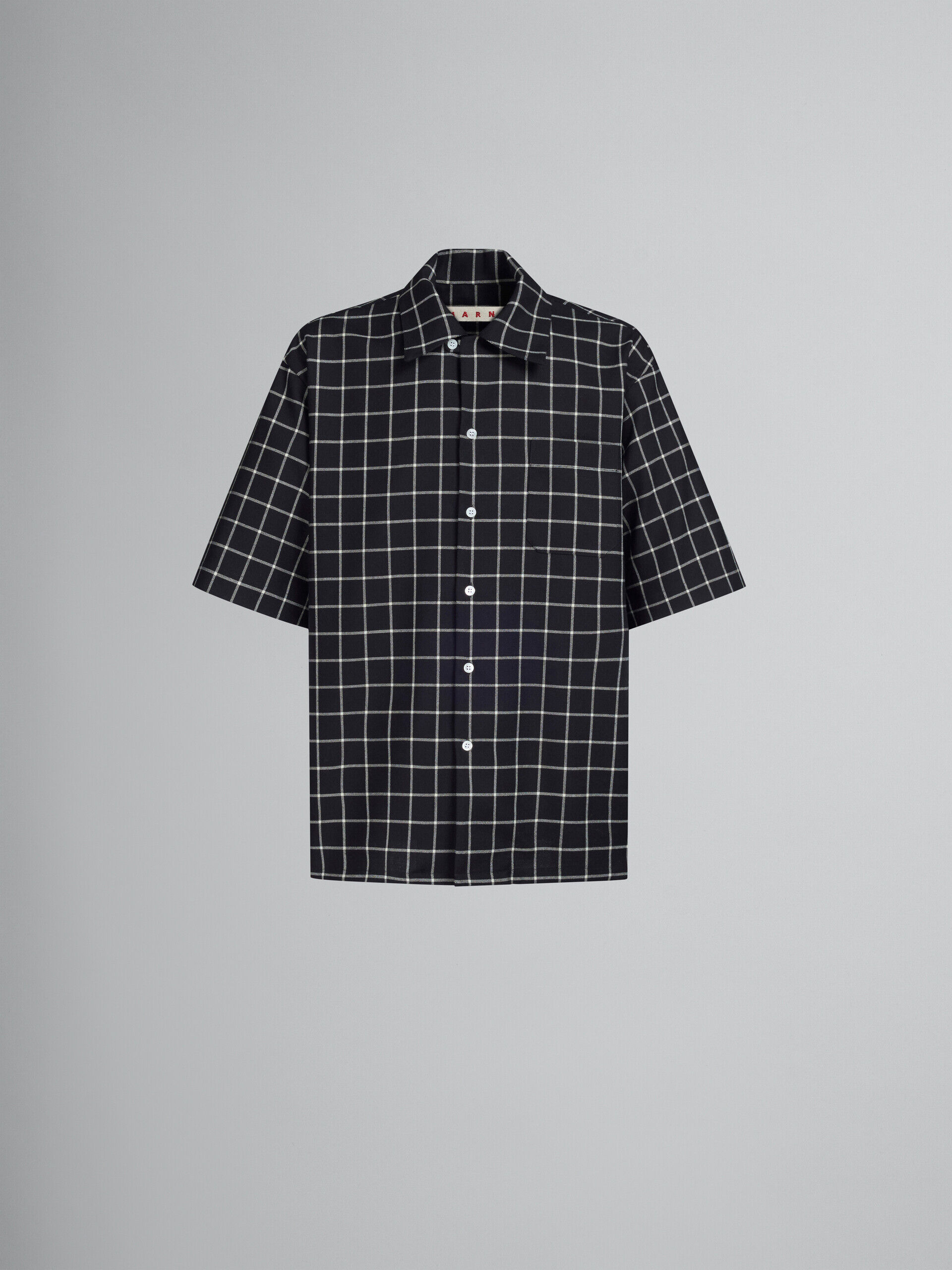 Black checked wool bowling shirt | Marni