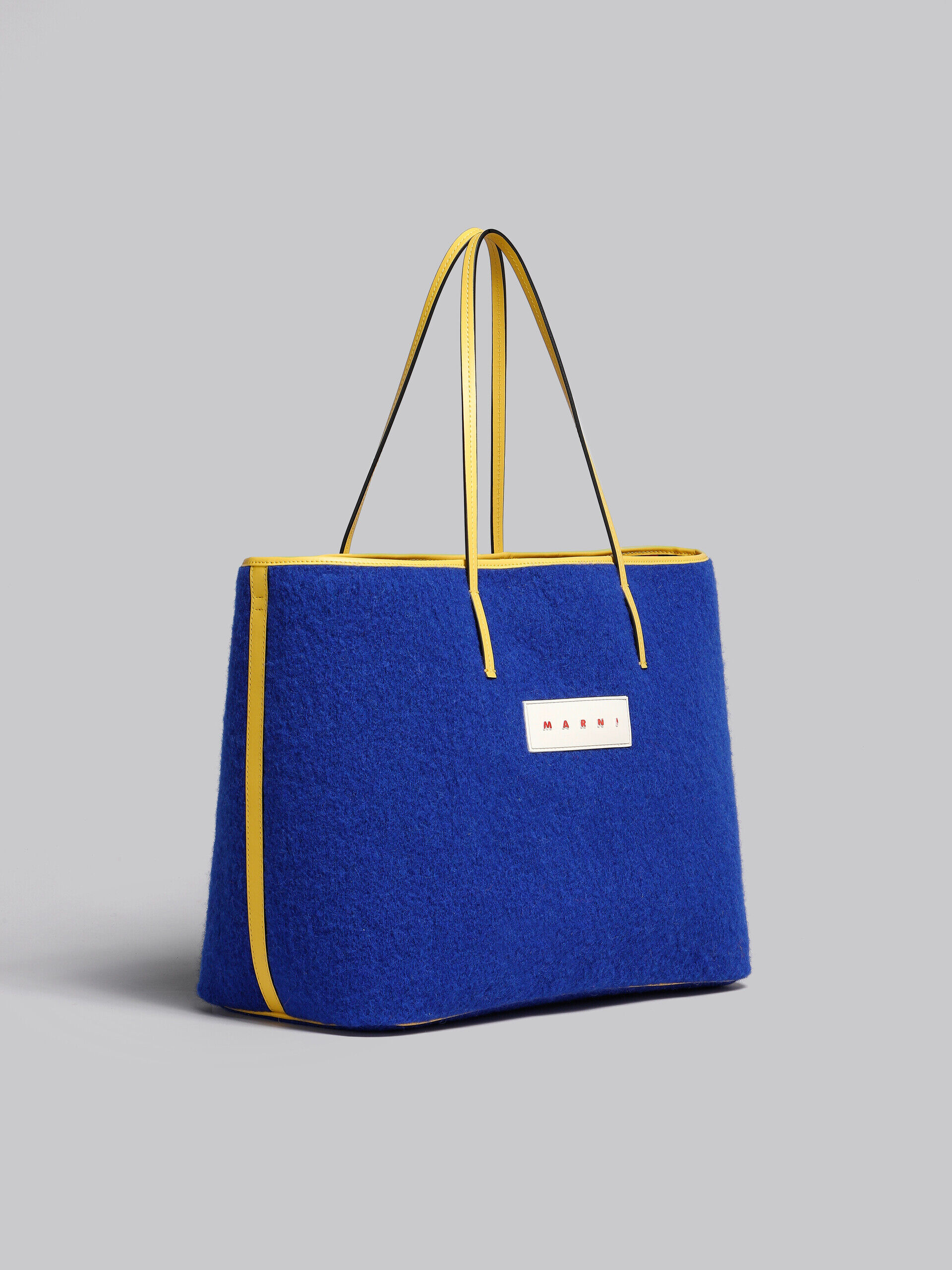 Small reversible Janus Shopping Bag in blue felt and cotton | Marni