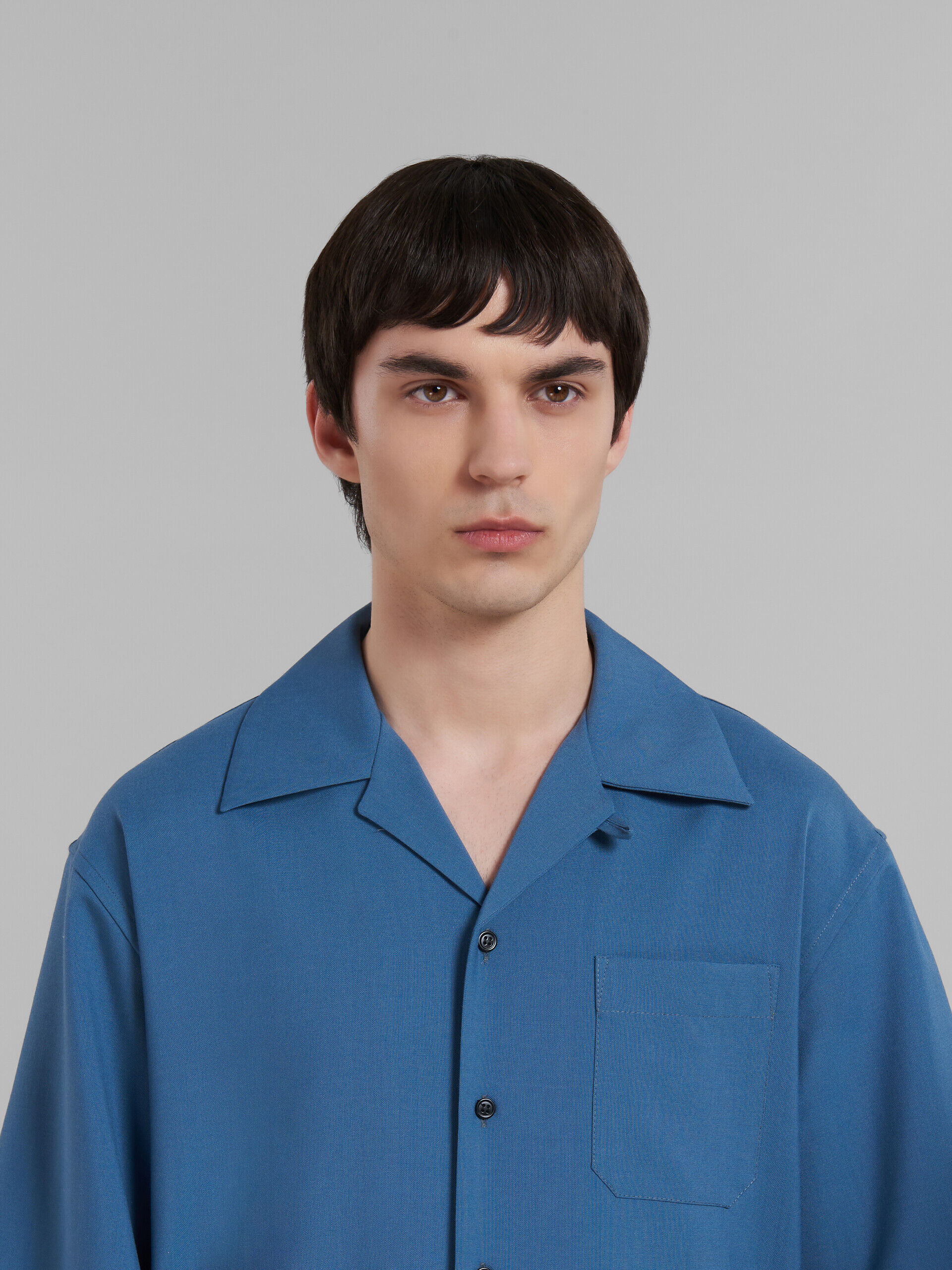 Blue tropical wool bowling shirt | Marni