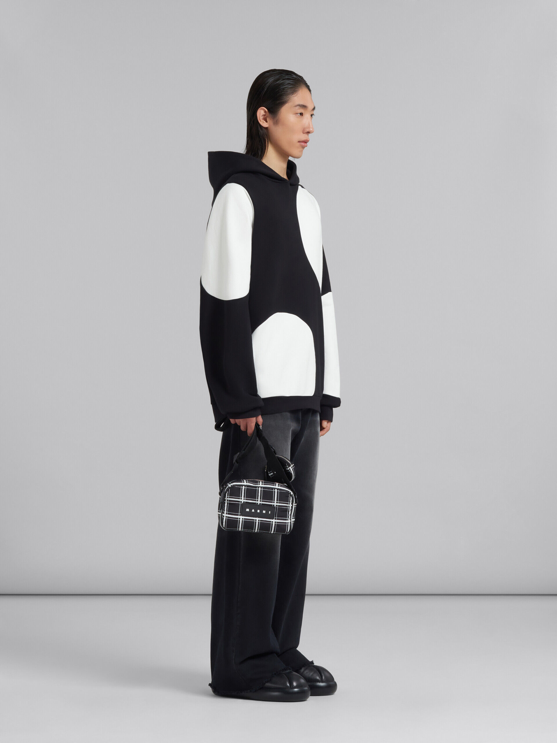 Black bio cotton hoodie with maxi polka dots | Marni