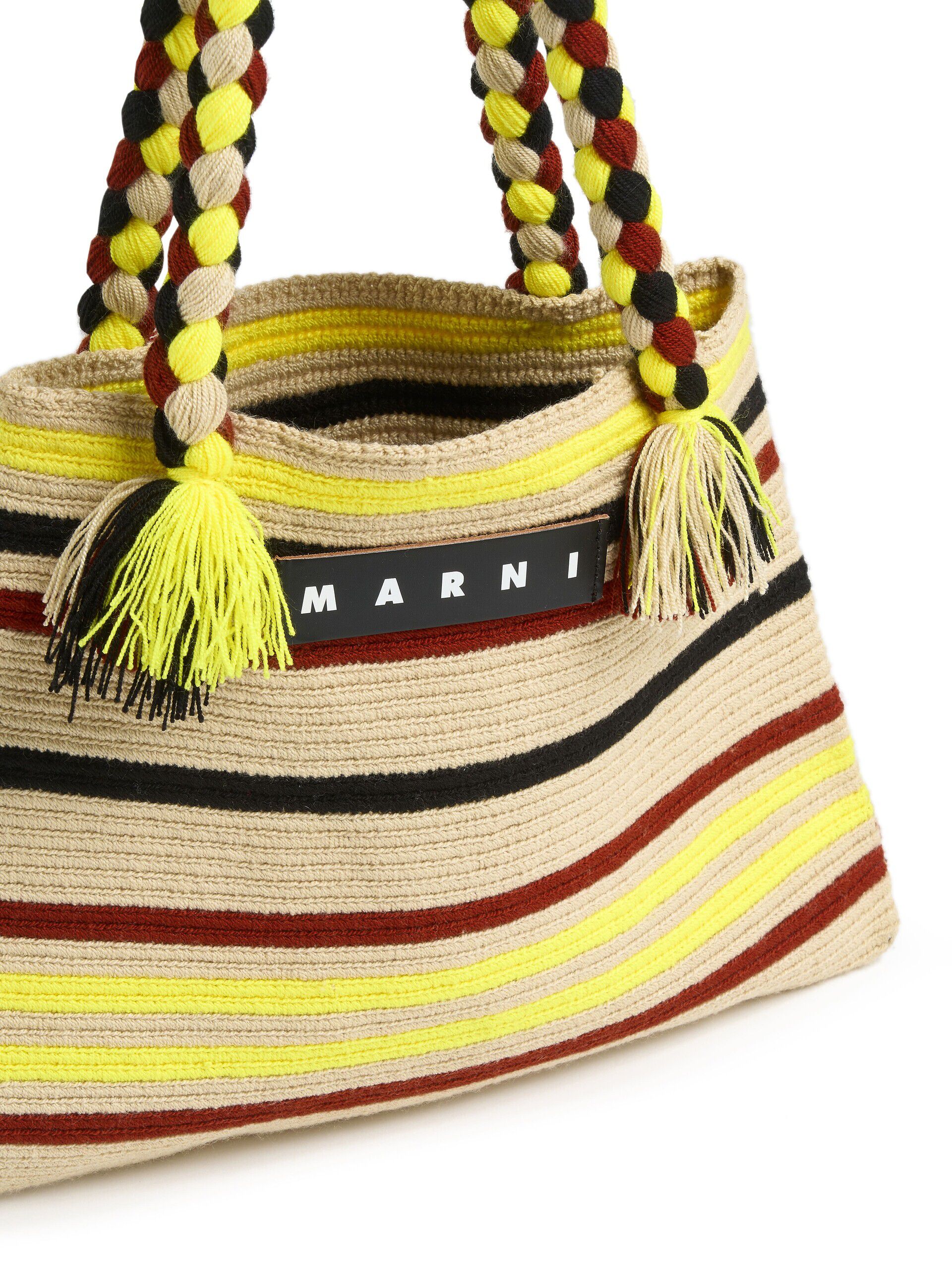 ベージュ MARNI MARKET CIRCUS ストライプニットバッグ | Marni