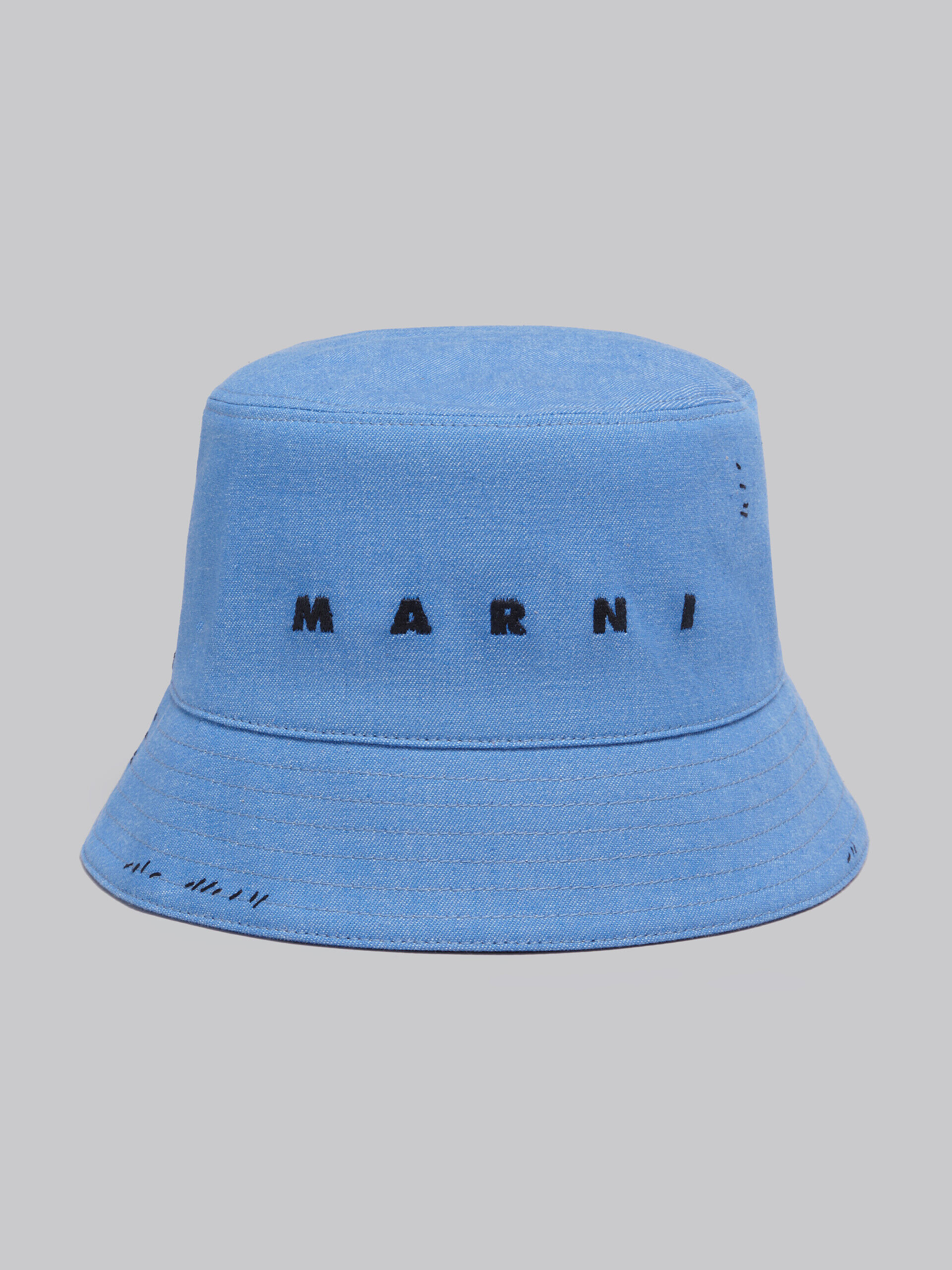 Blue denim bucket hat with Marni mending | Marni