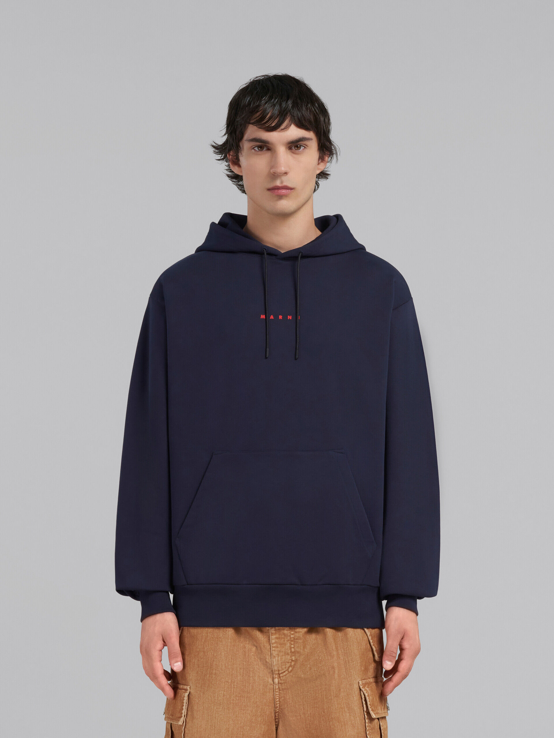 Marni logo-print hoodie - Blue