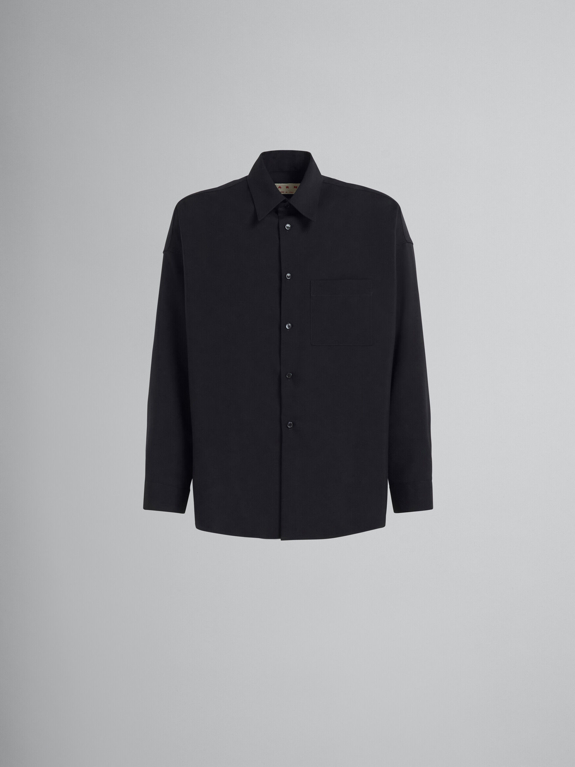 極美品 マルニ MARNI シャツ 2022 ショートスリーブ ウールトロピカル 無地 トップス メンズ イタリア製 50(M相当) ブラック