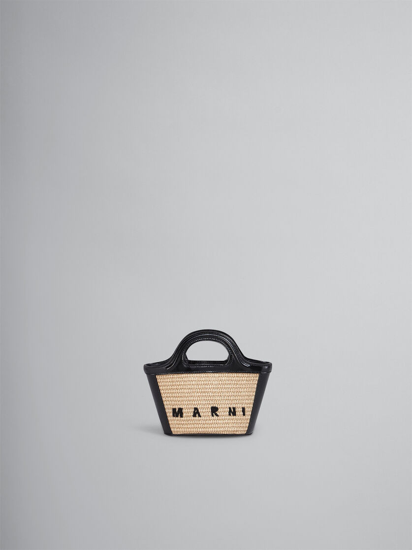 MARNI: Micro Tropicalia bag in leather and raffia - Black