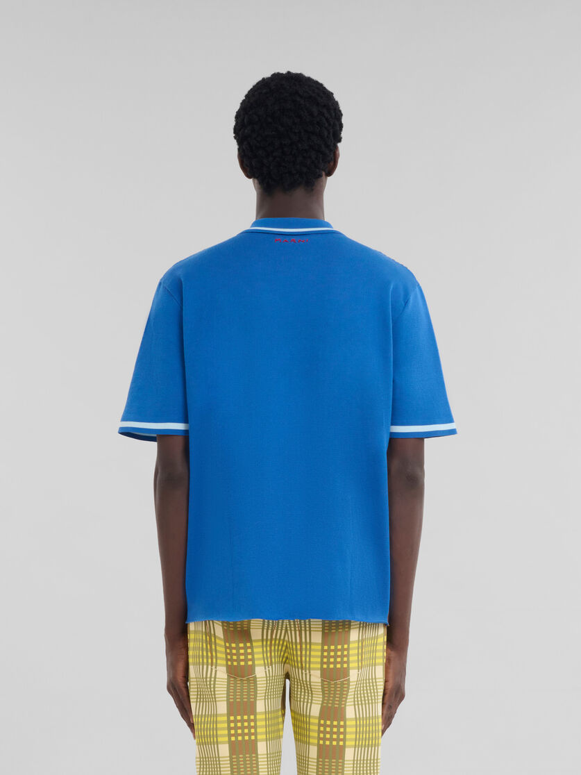 Polo in cotone blu e marrone a quadri - Camicie - Image 3
