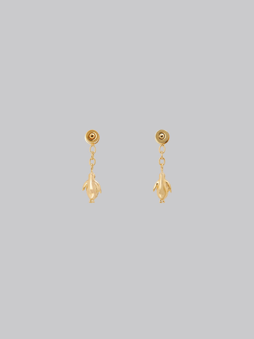 Gold penguin drop earrings - Earrings - Image 2
