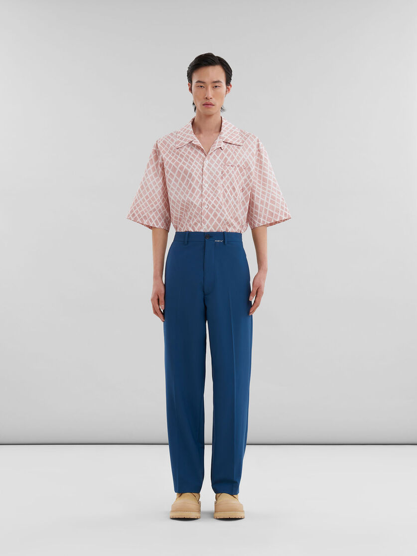 Pantaloni in lana blu con logo rammendo Marni - Pantaloni - Image 2