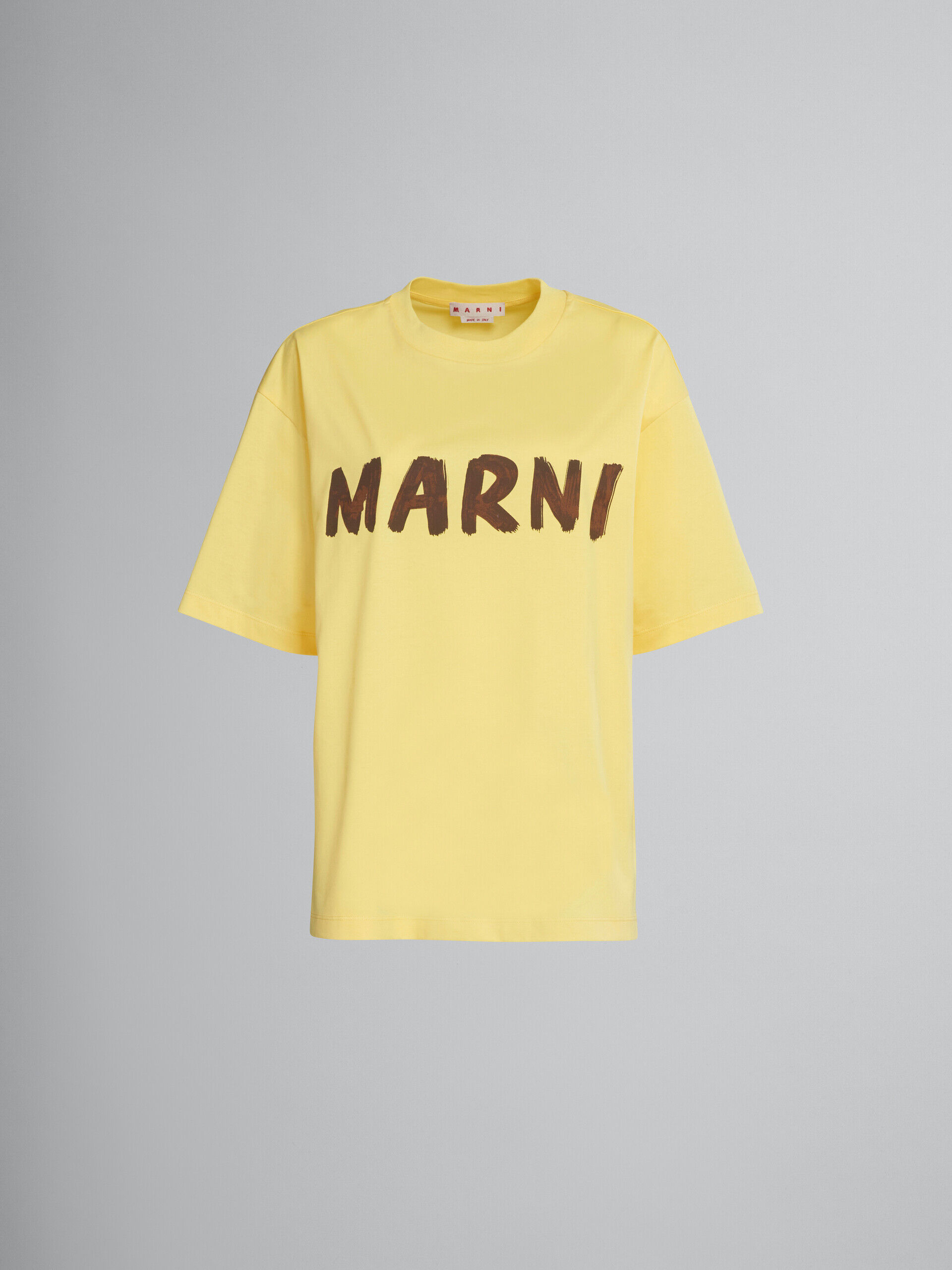 Yellow bio cotton T-shirt with logo | Marni