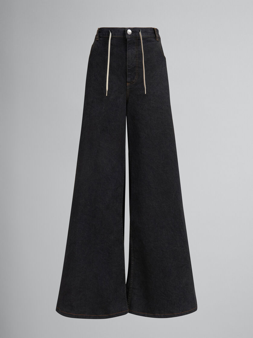 Jeans a gamba larga in denim effetto marmorizzato nero - Pantaloni - Image 1