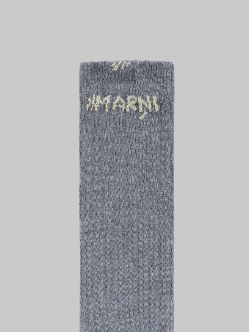 Light blue ribbed cotton socks with Marni mending - Socks - Image 3