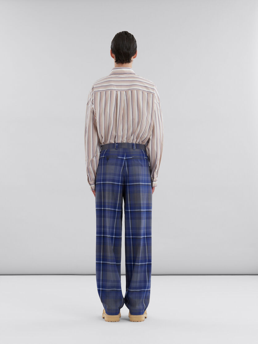 Pantaloni con pieghe in lana a quadri blu - Pantaloni - Image 3