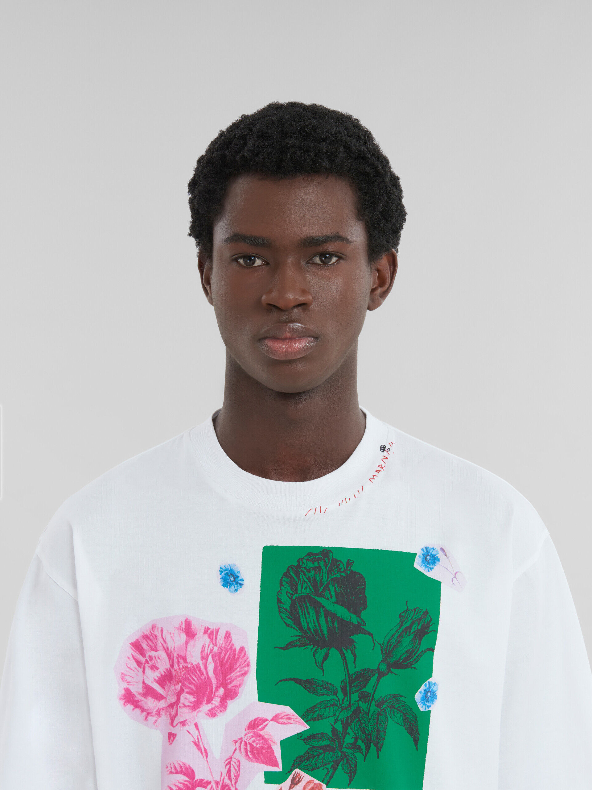 ホワイト フラワープリント コットン製Tシャツ | Marni