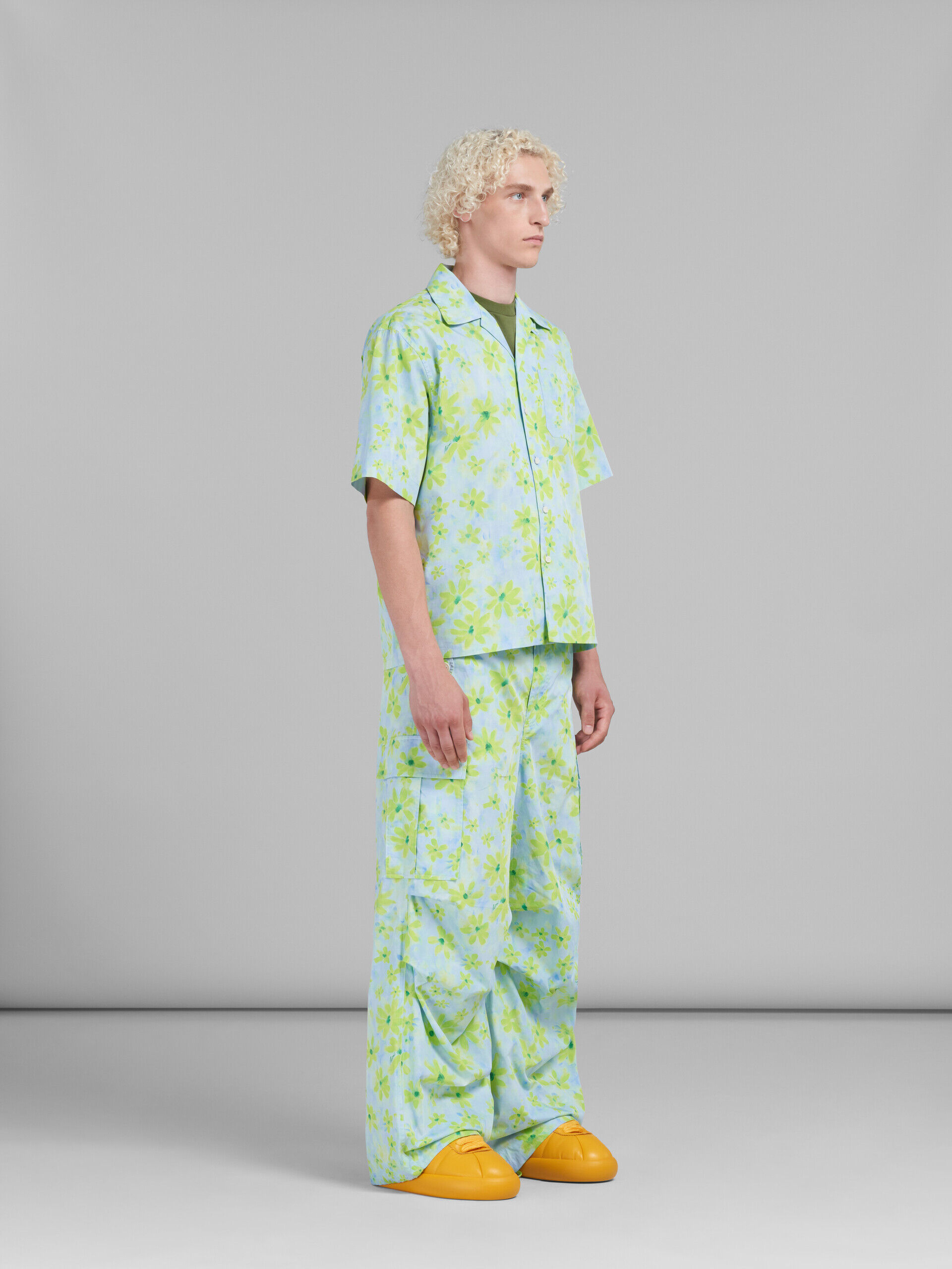 Light green poplin bowling shirt with Parade print | Marni