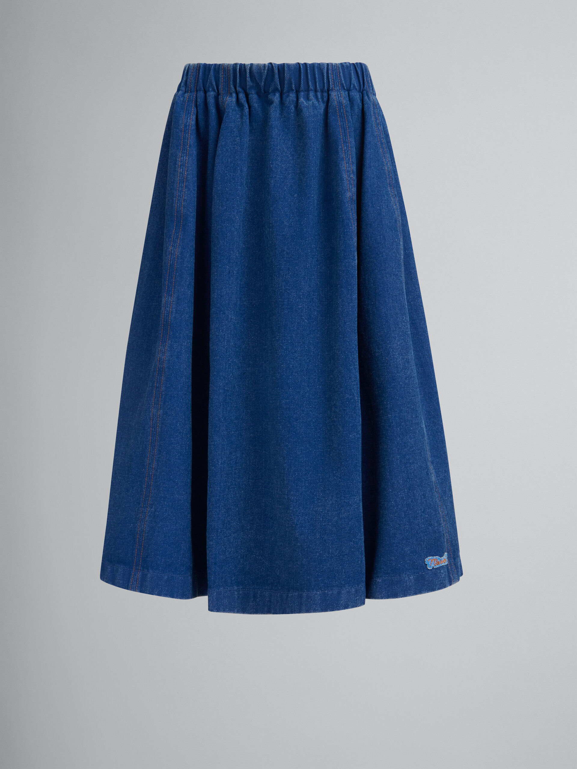 ブルー オーガニックデニム製 伸縮性のあるミディ丈スカート | Marni