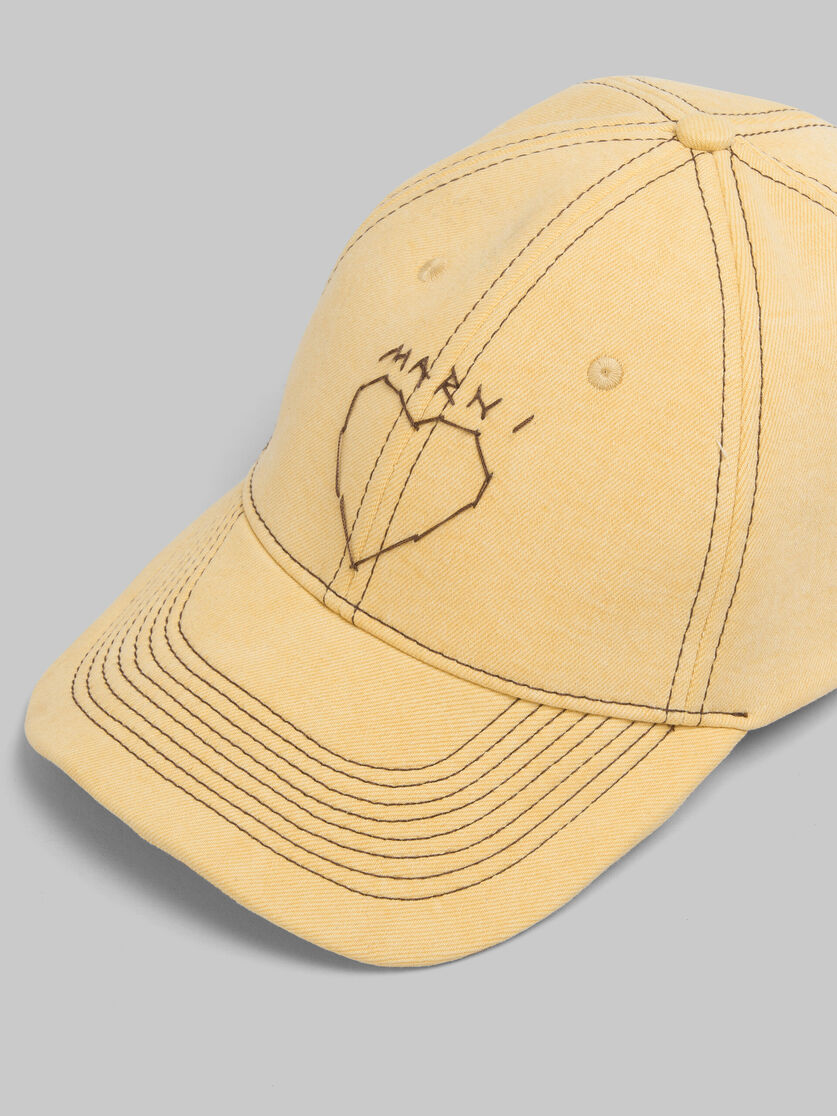 Cappello da baseball in denim biologico giallo con impunture Marni - Cappelli - Image 4