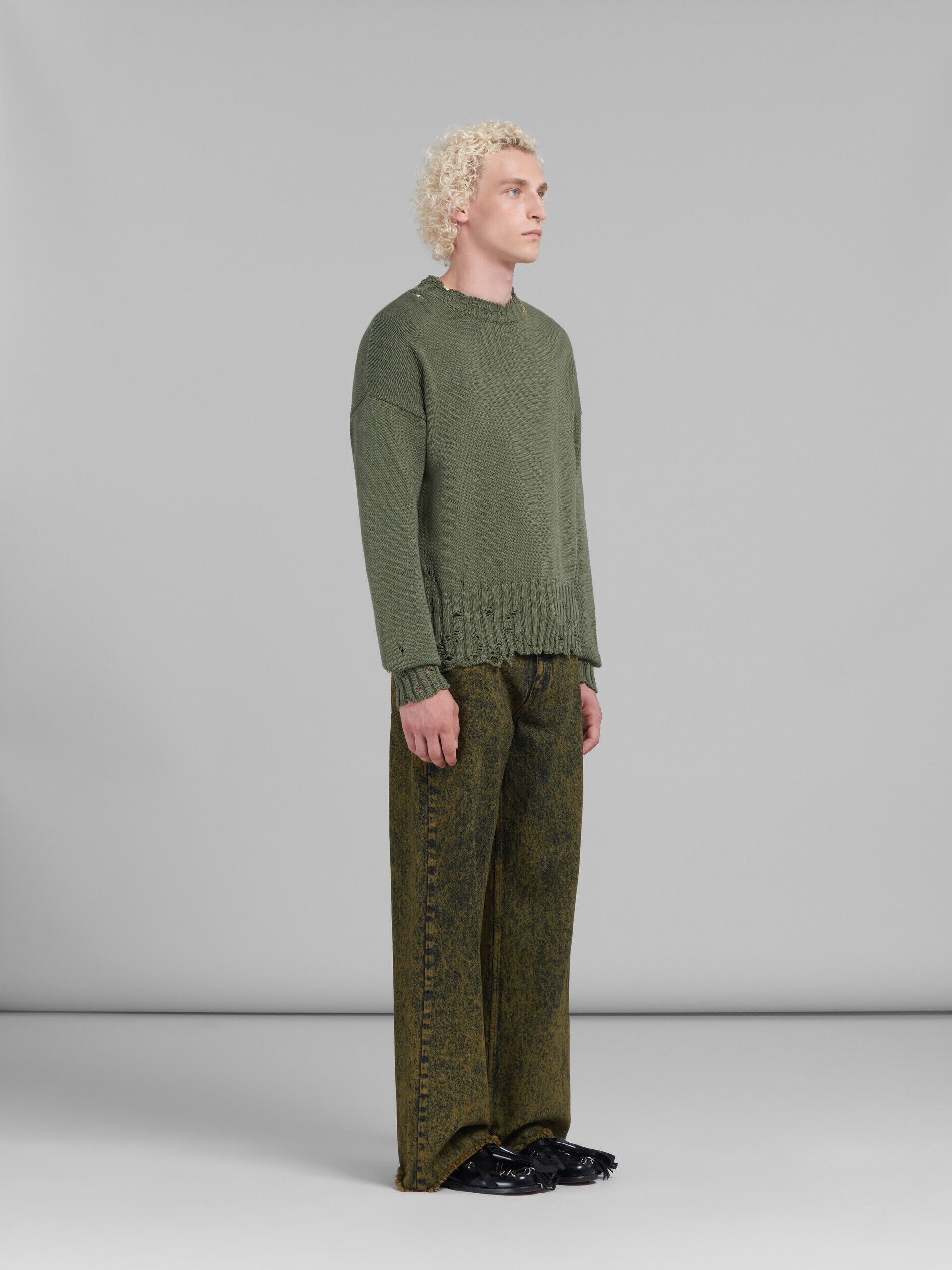 Green marble-dyed denim flared jeans | Marni