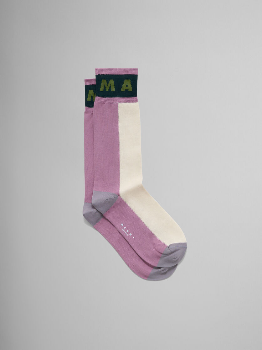 Blue colour-block cotton socks - Socks - Image 1