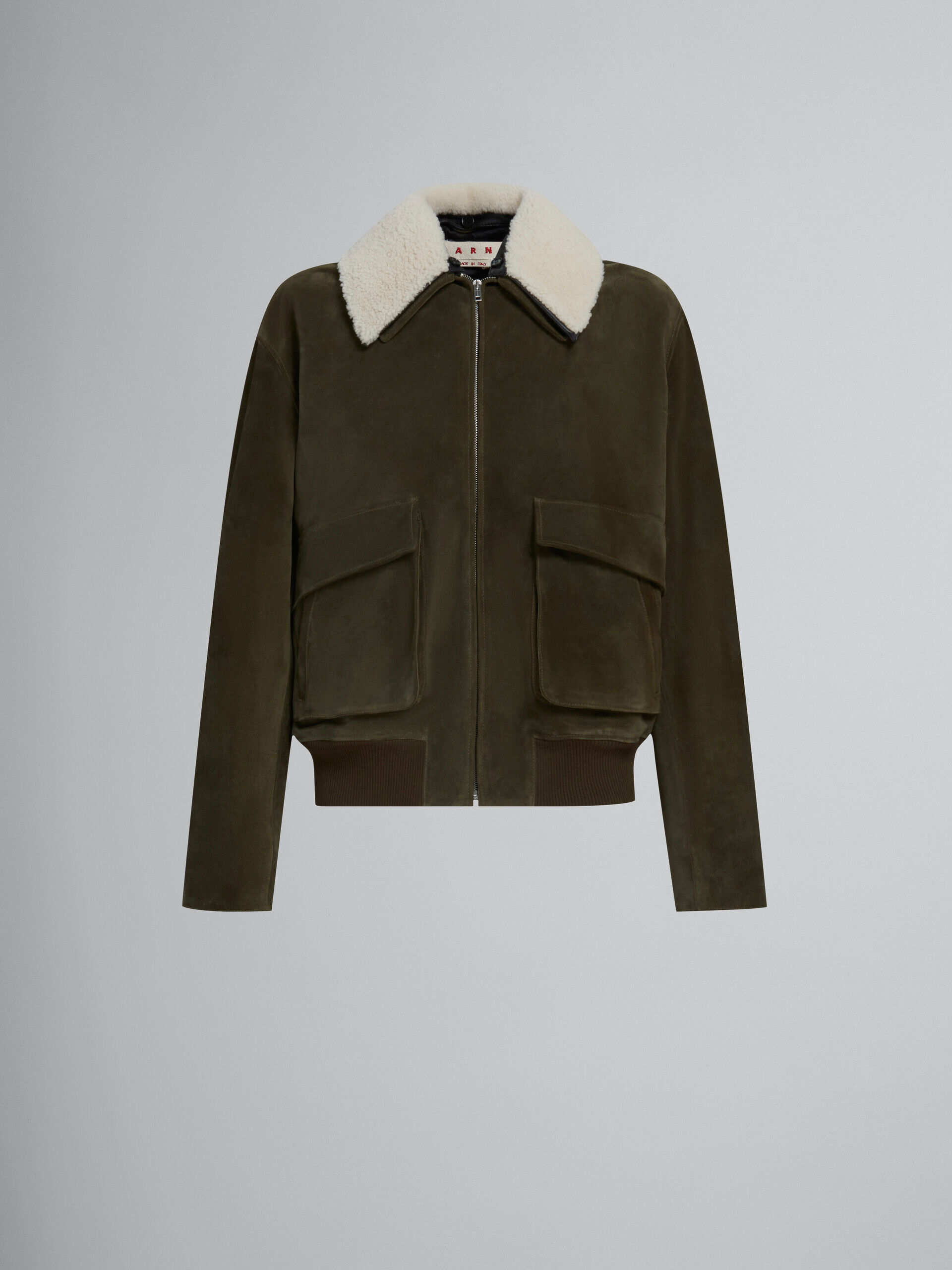 Green suede jacket with shearling collar | Marni