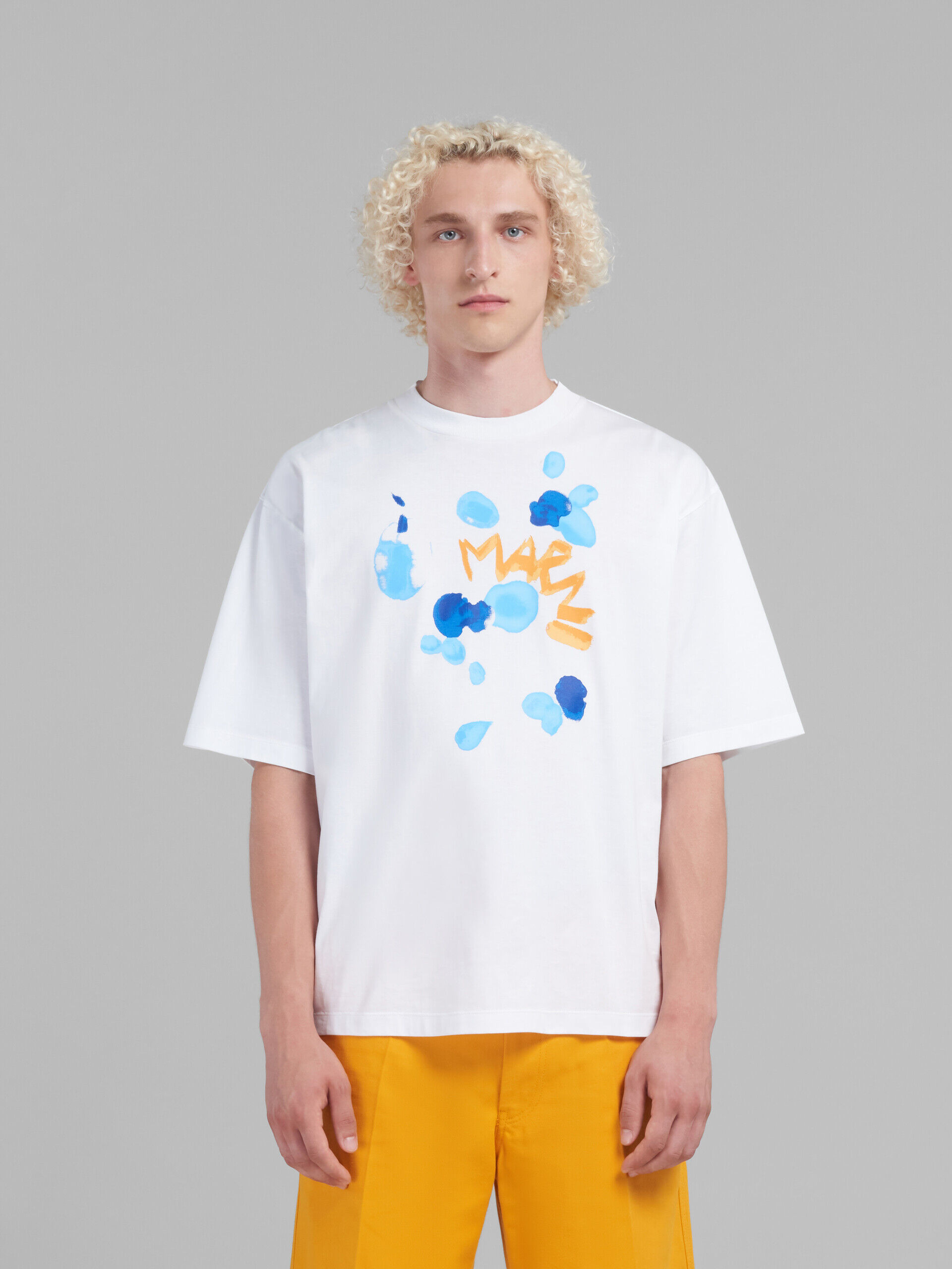 ホワイト Marni Drippingプリント オーガニックコットン製Tシャツ | Marni