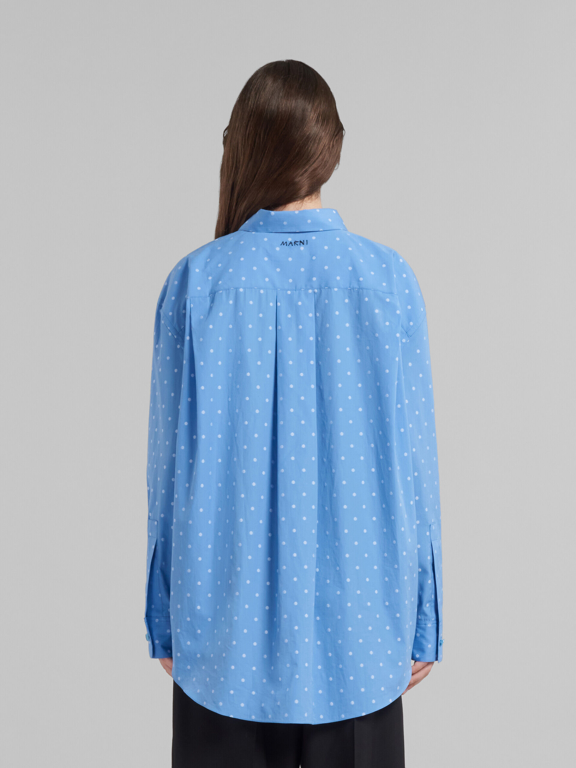 Light blue poplin shirt with polka dots | Marni