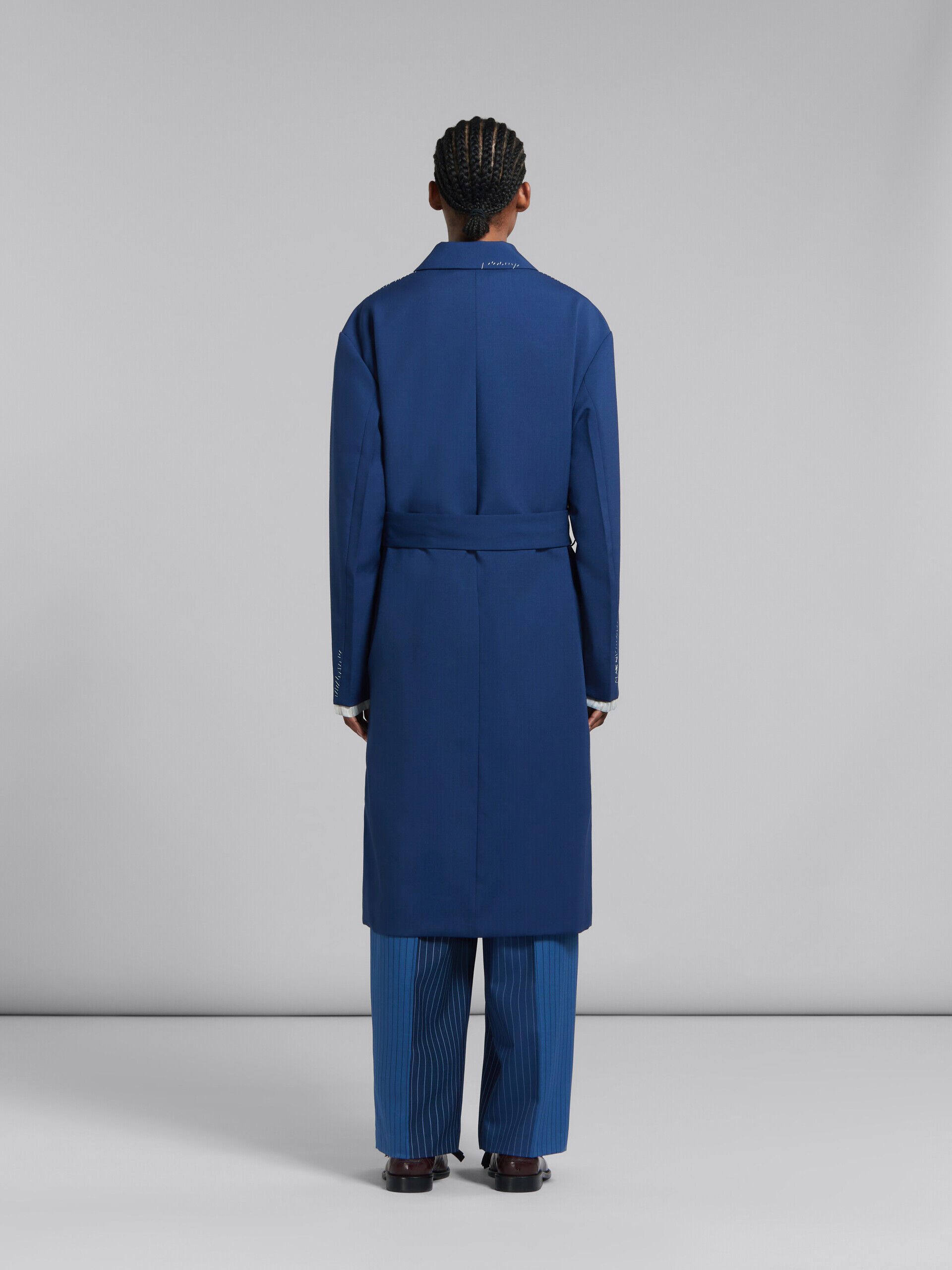 Blue tropical wool trench coat | Marni