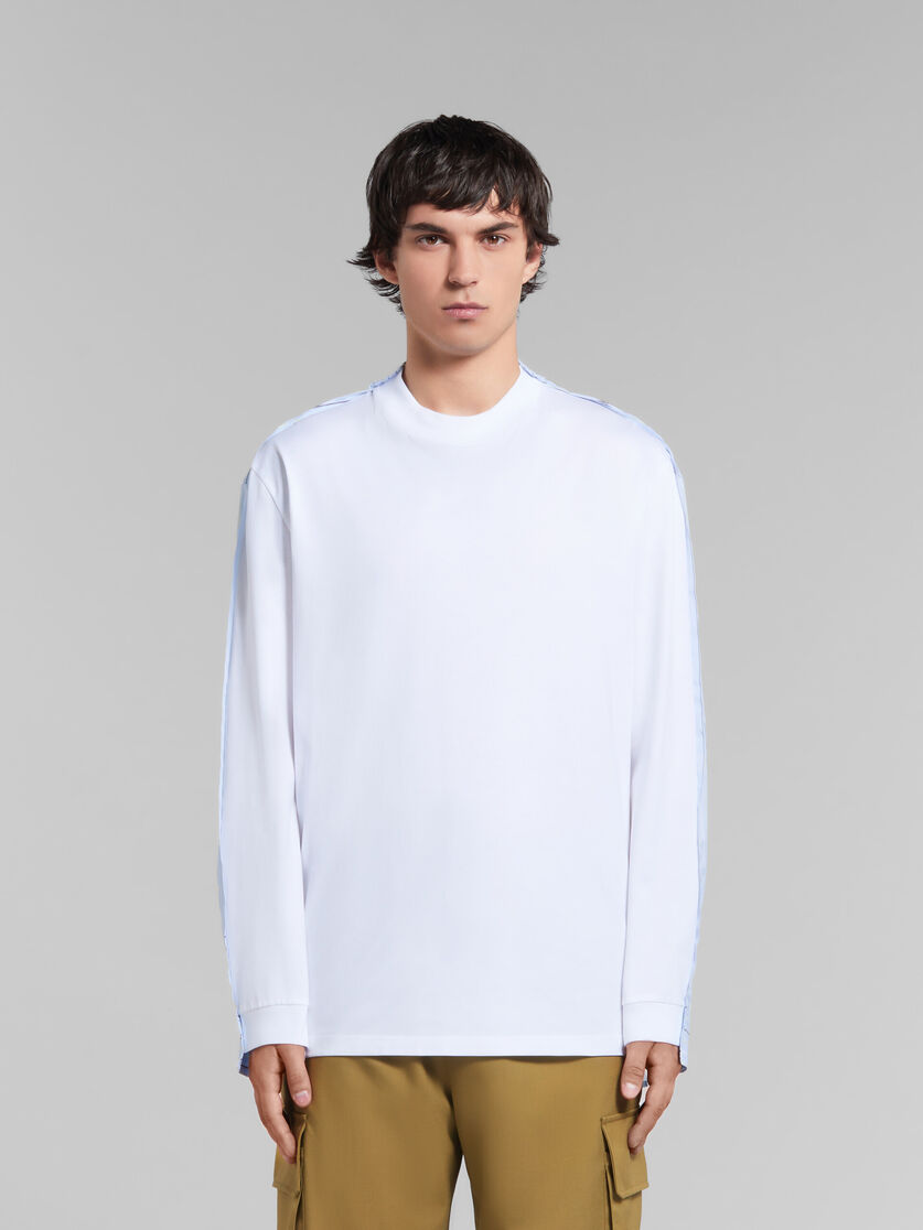 White long-sleeved T-shirt with striped back - Shirts - Image 2