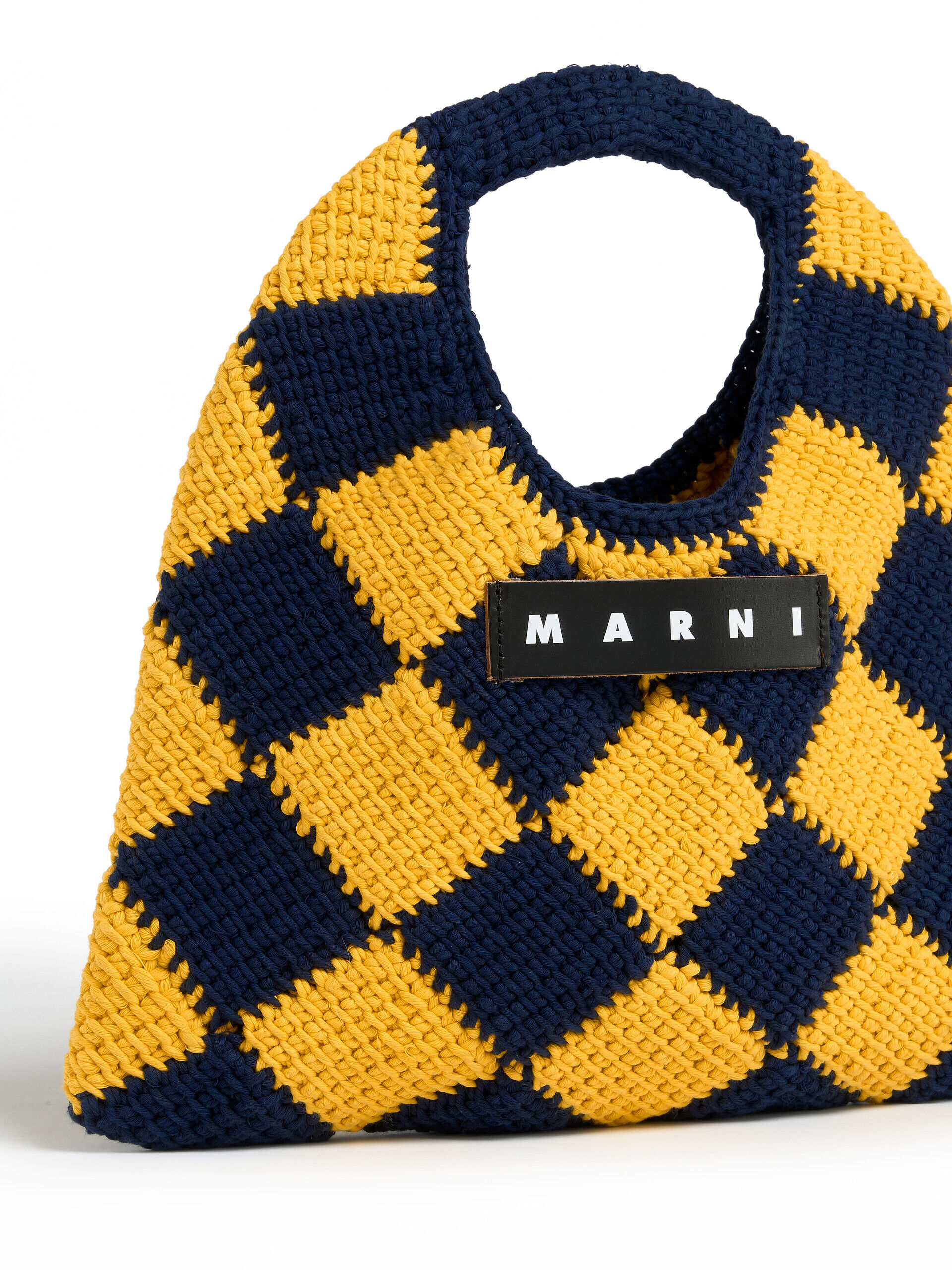 MARNI MARKET DIAMOND mini bag in yellow and blue tech wool | Marni