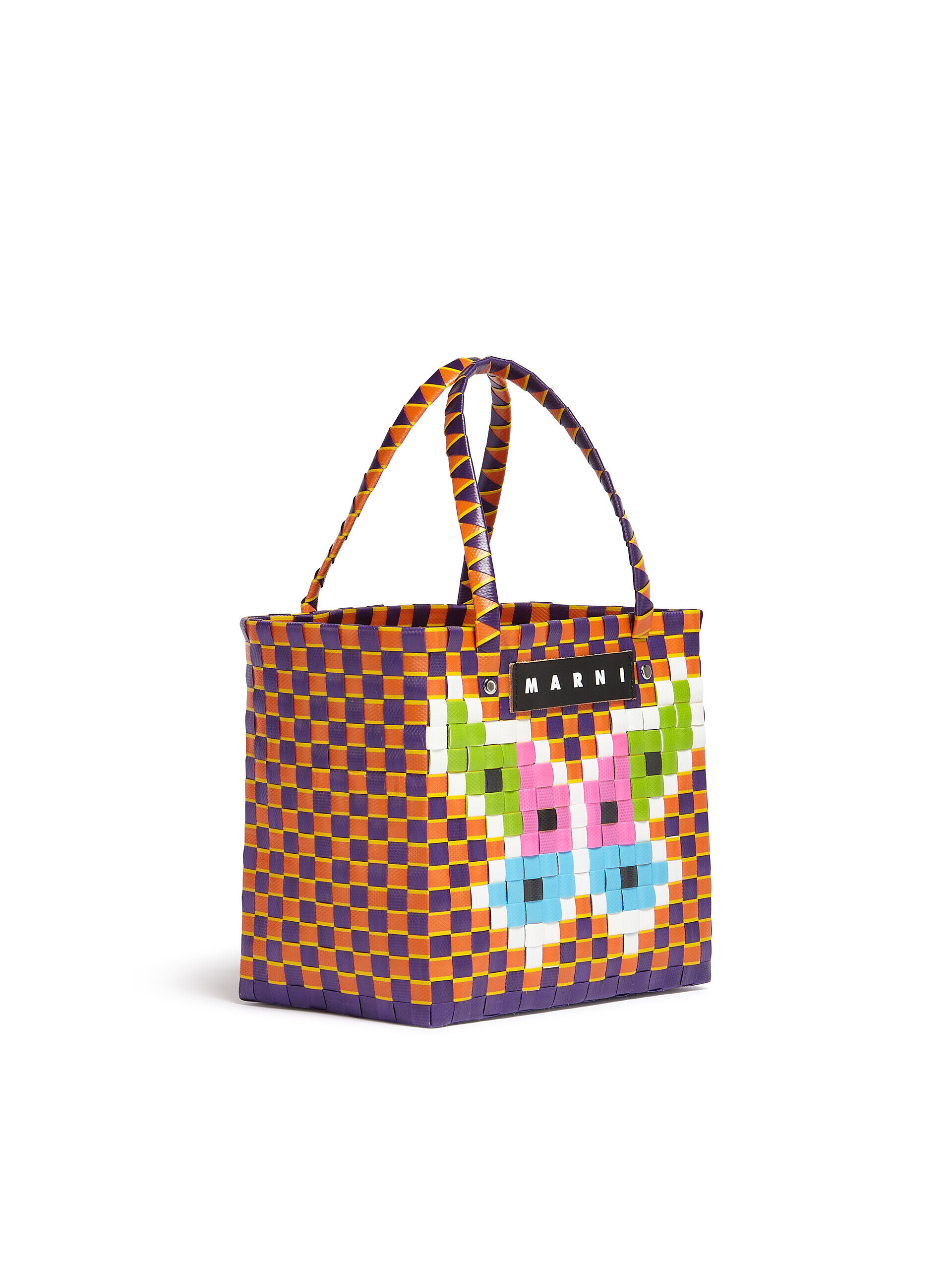 MARNI MARKET FLOWER MINI BASKET bag in orange butterfly motif | Marni