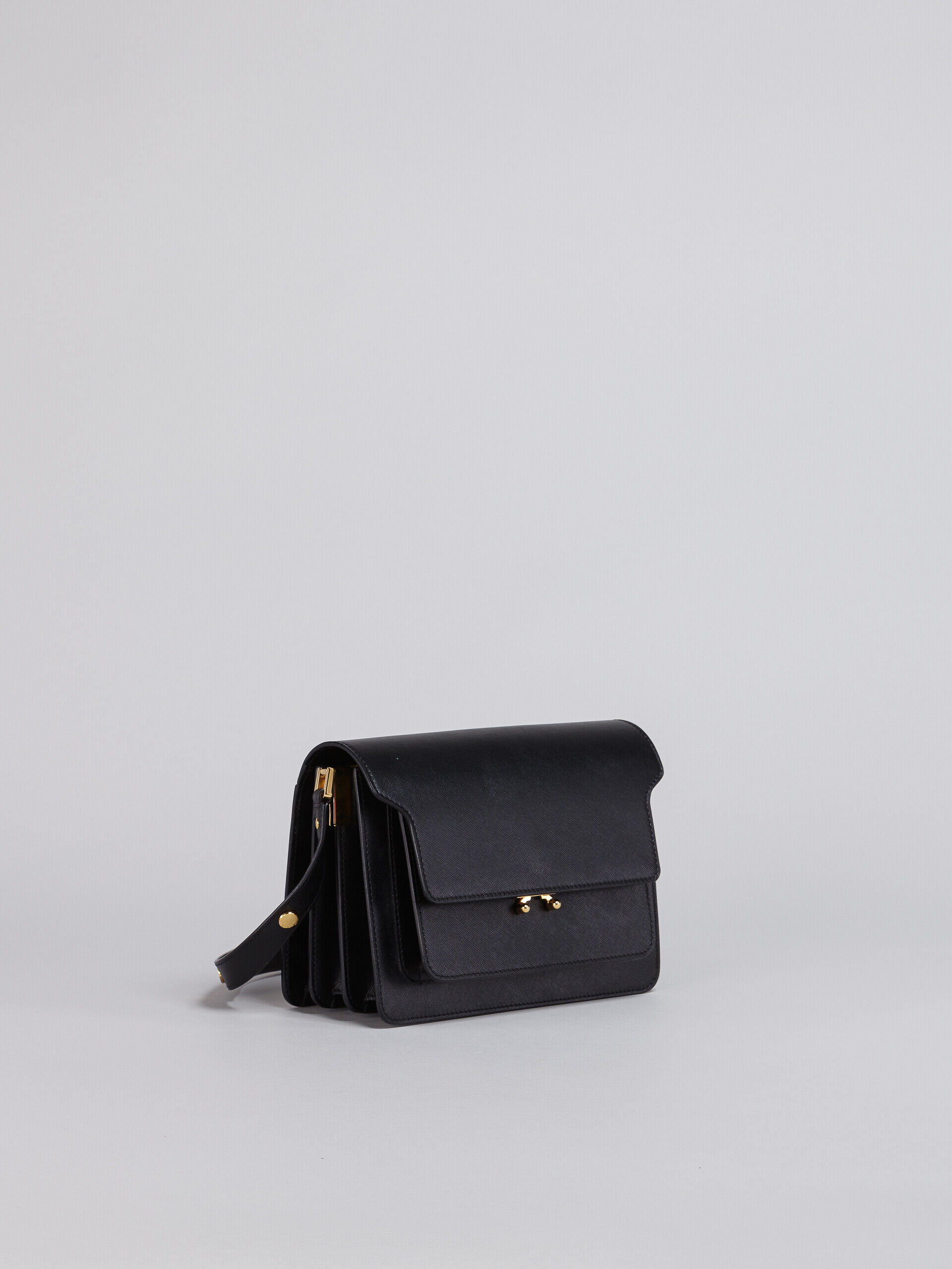 Trunk medium bag in black saffiano leather | Marni