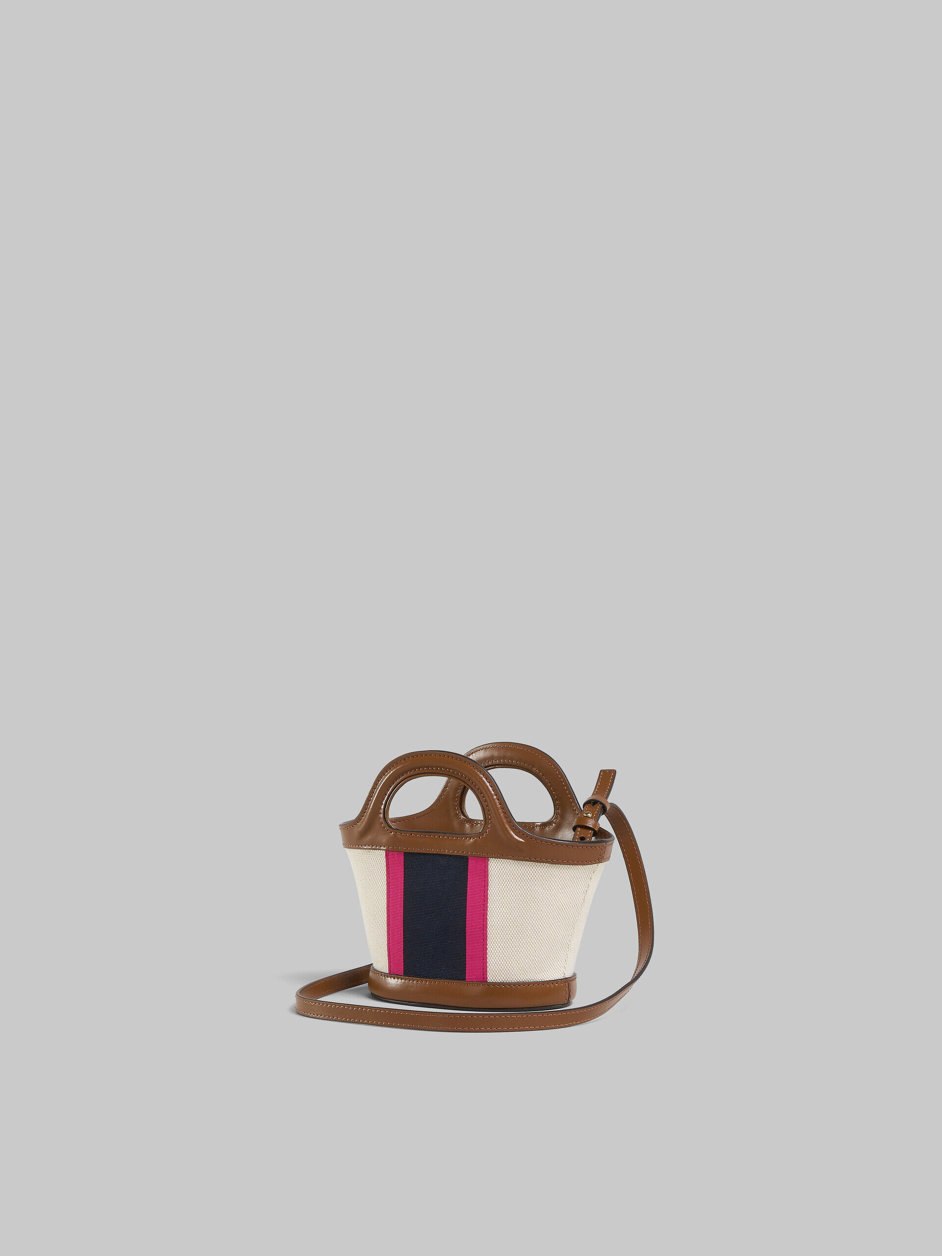 Tropicalia Micro Bag in Brown leather and striped canvas | Marni