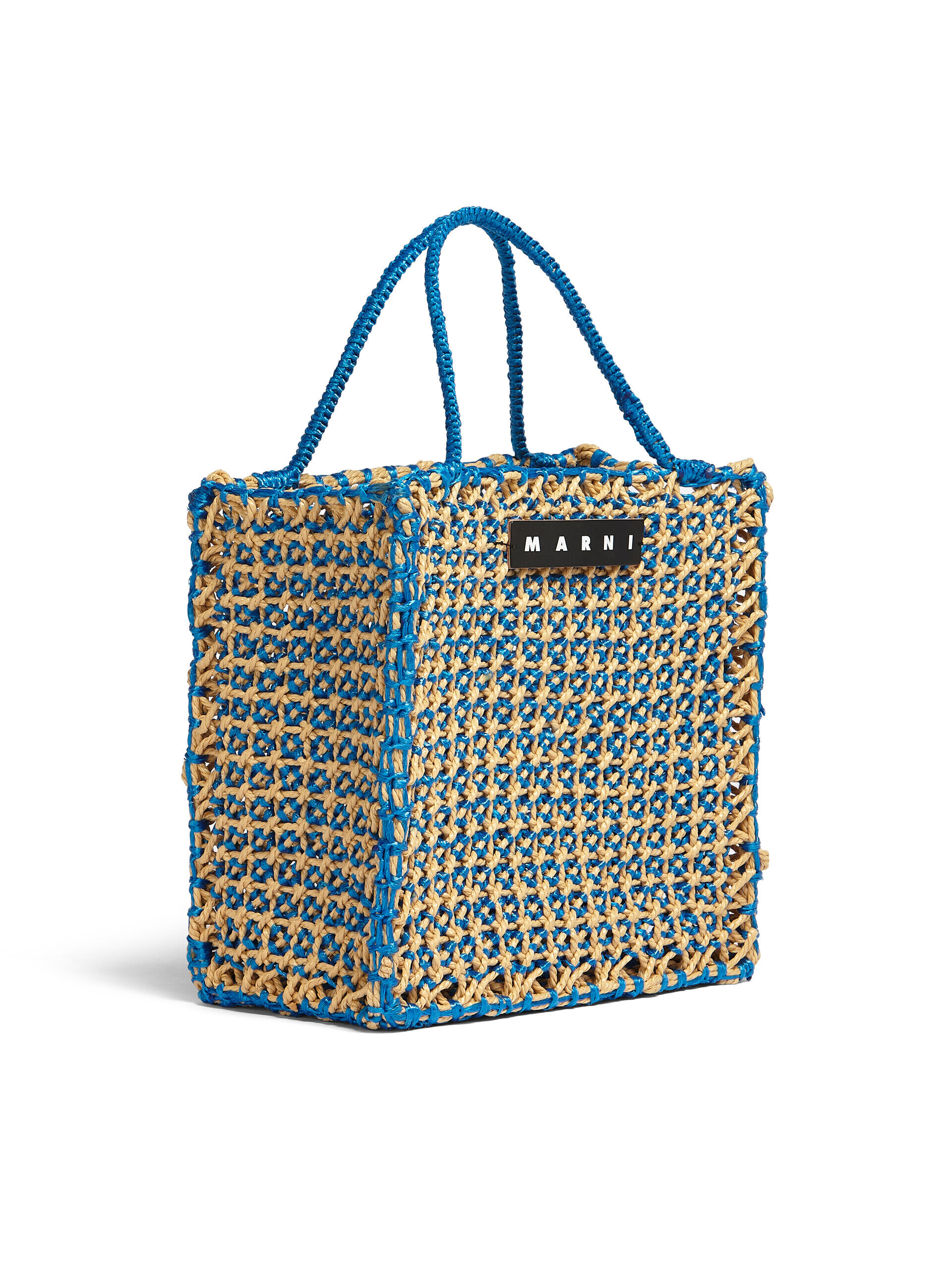 MARNI MARKET JURTA large bag in pale blue and beige crochet | Marni
