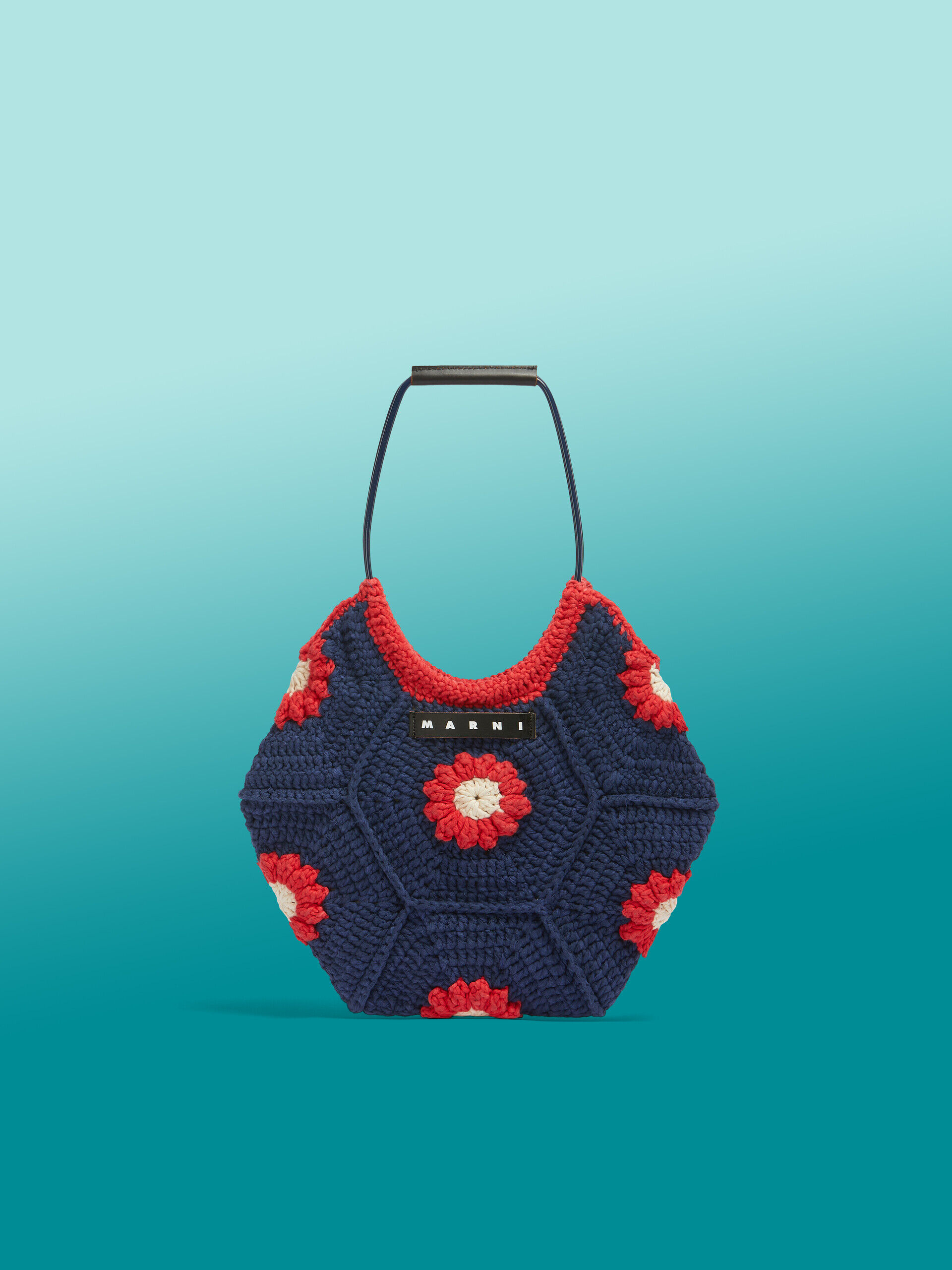 Blue flower cotton crochet MARNI MARKET handbag | Marni