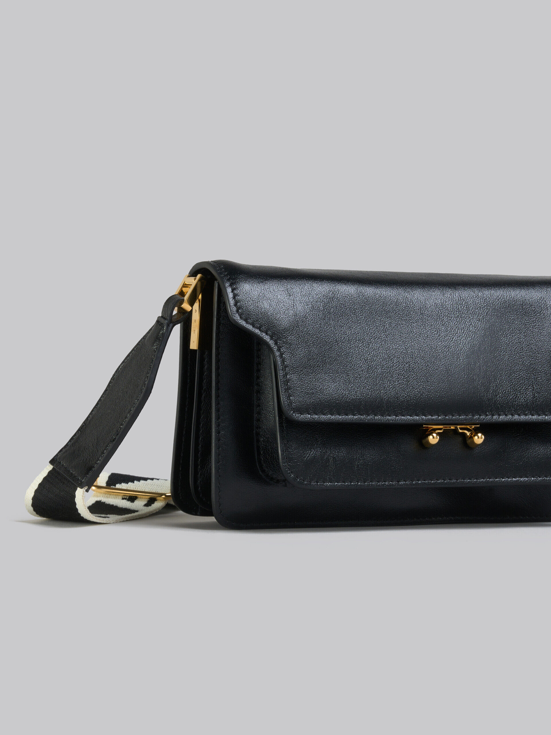 Black leather E/W Soft Trunk Bag with logo strap | Marni