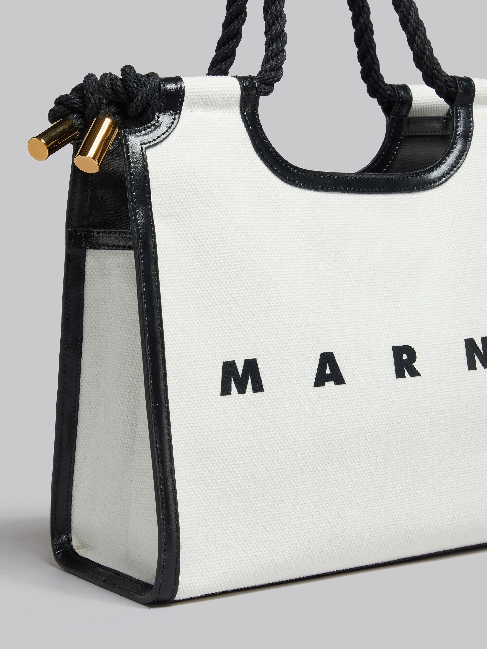 White and black canvas Marcel tote bag | Marni
