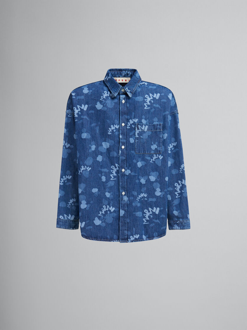 ブルー Marni Drippingプリント デニム製シャツ - シャツ - Image 1