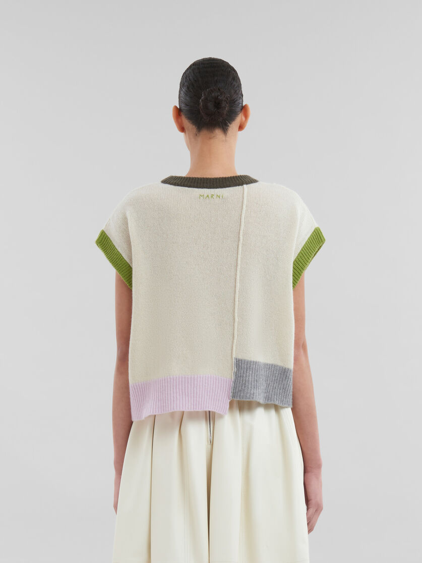 Maglia in cashmere marrone color block - Maglieria - Image 3