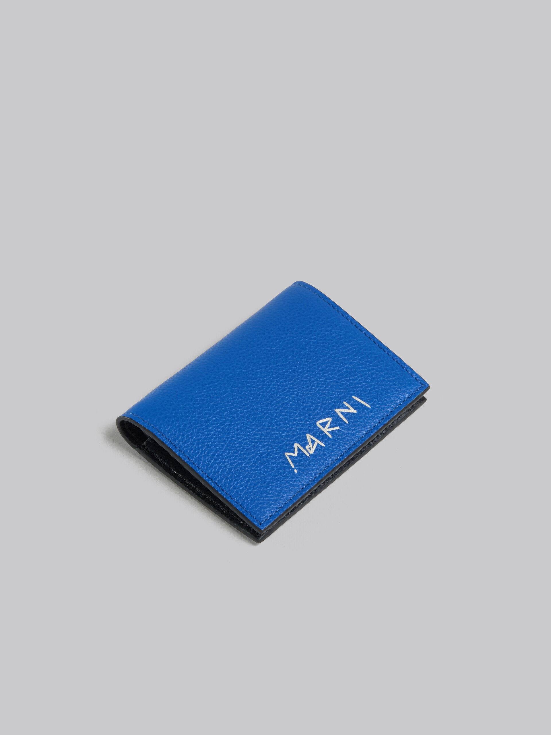 Blue leather bifold wallet with Marni mending | Marni