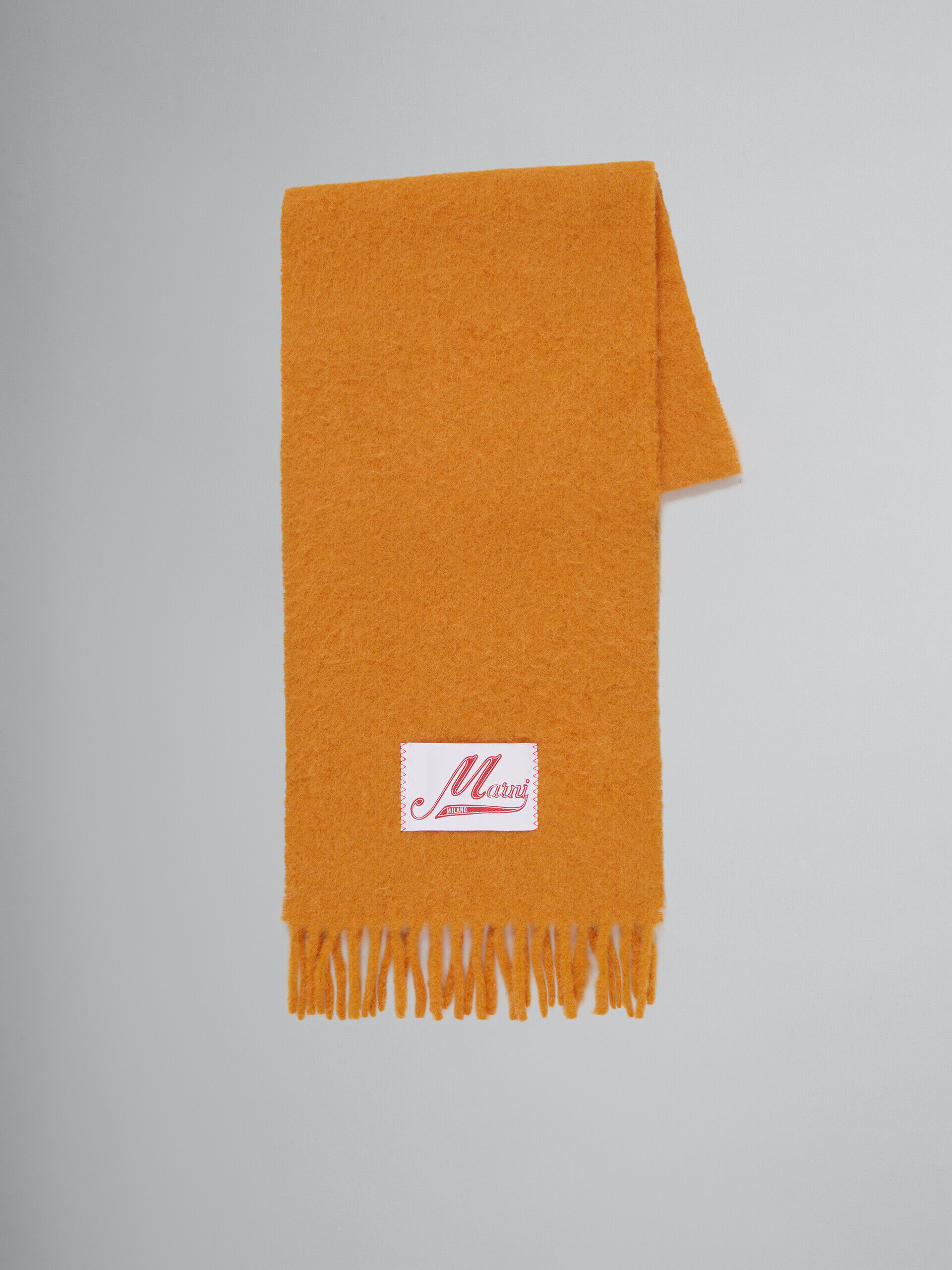 Yellow brushed alpaca scarf with fringes | Marni