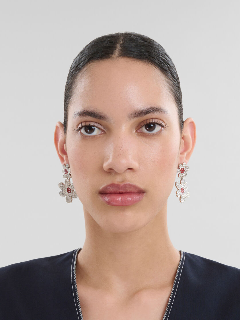 Daisy drop earrings with pavé rhinestones - Earrings - Image 2