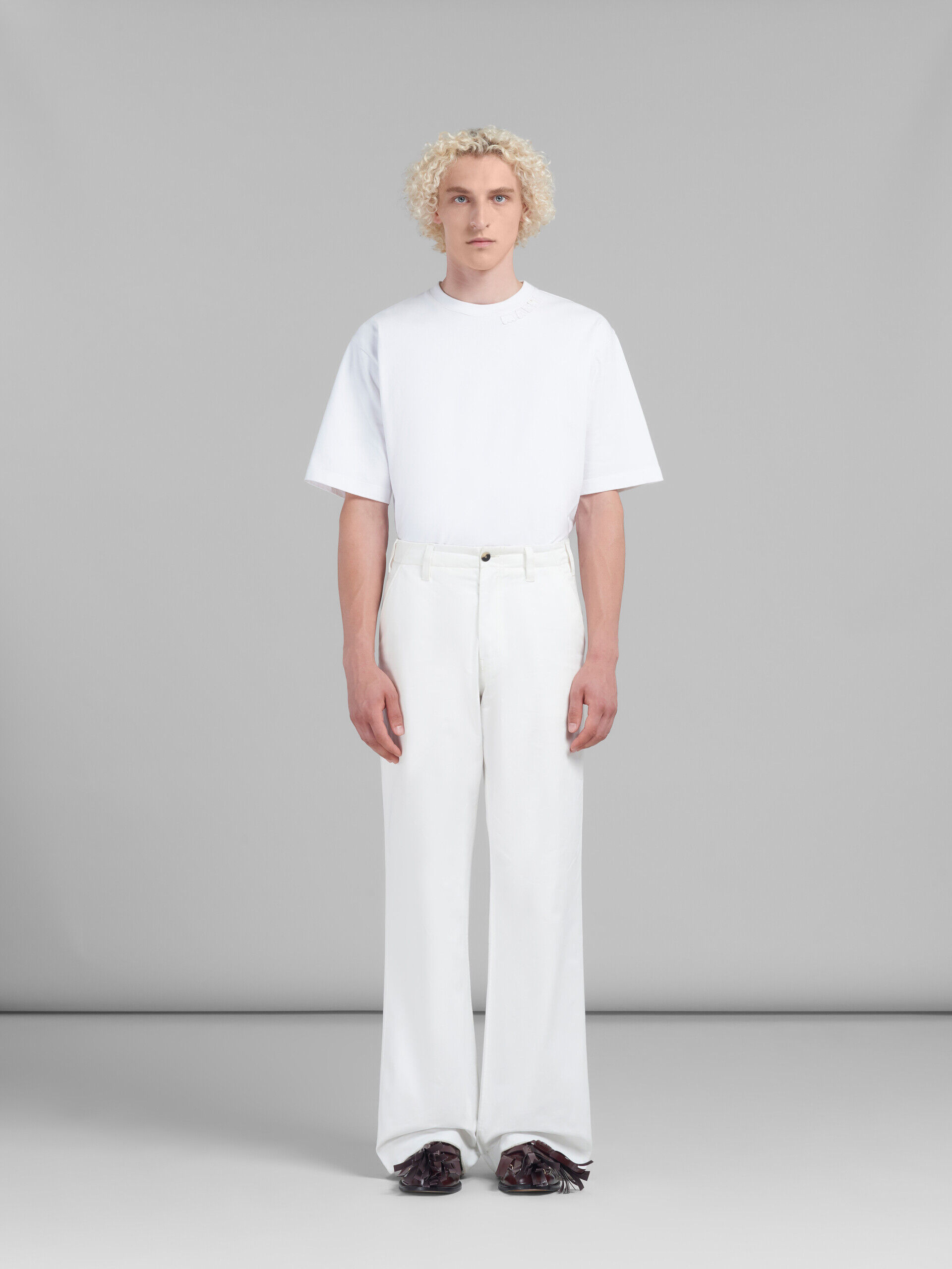 White organic gabardine flared trousers | Marni