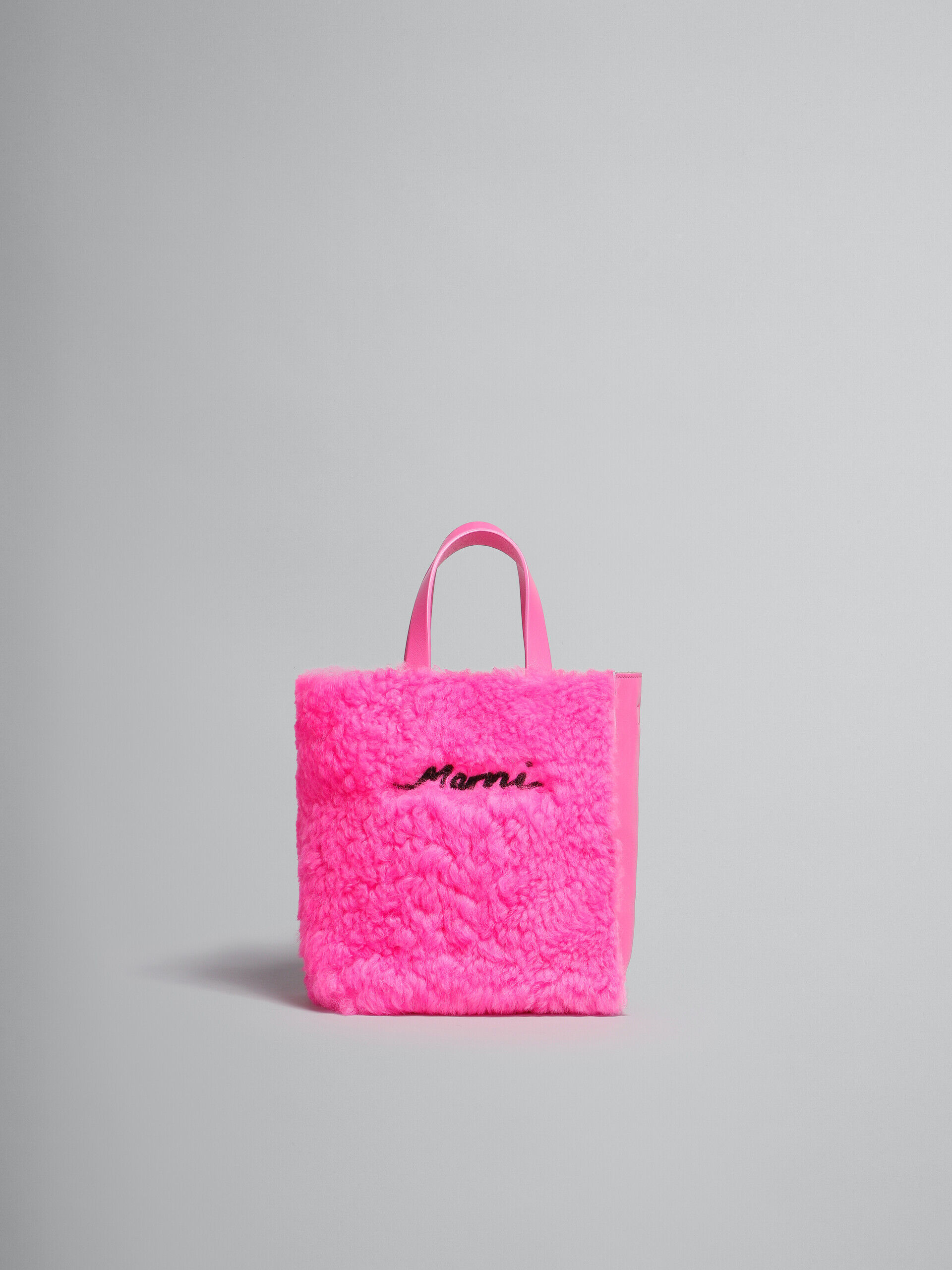 Museo Soft Mini Bag in bright pink shearling | Marni